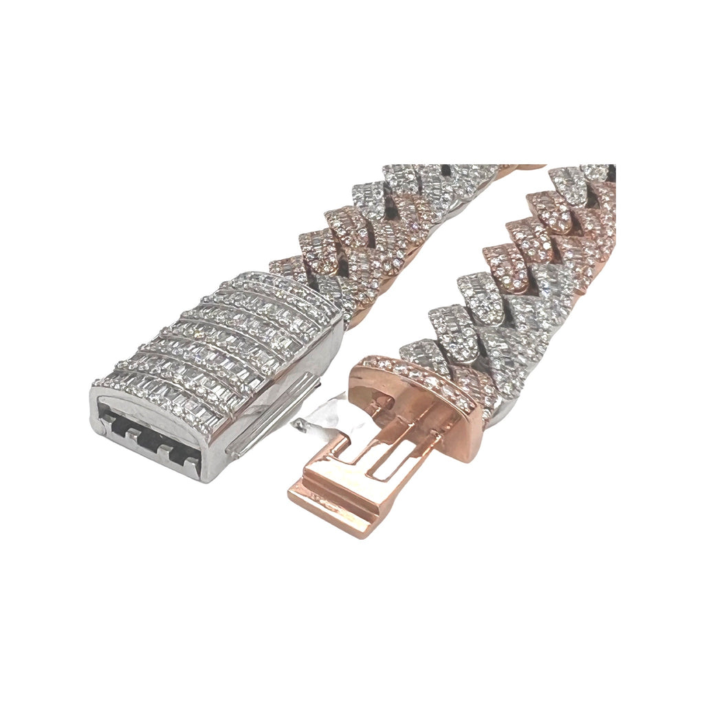 10K Two-Tone Gold 15MM Miami Cuban Baguette Diamond Chain 28.24 CT - 20"