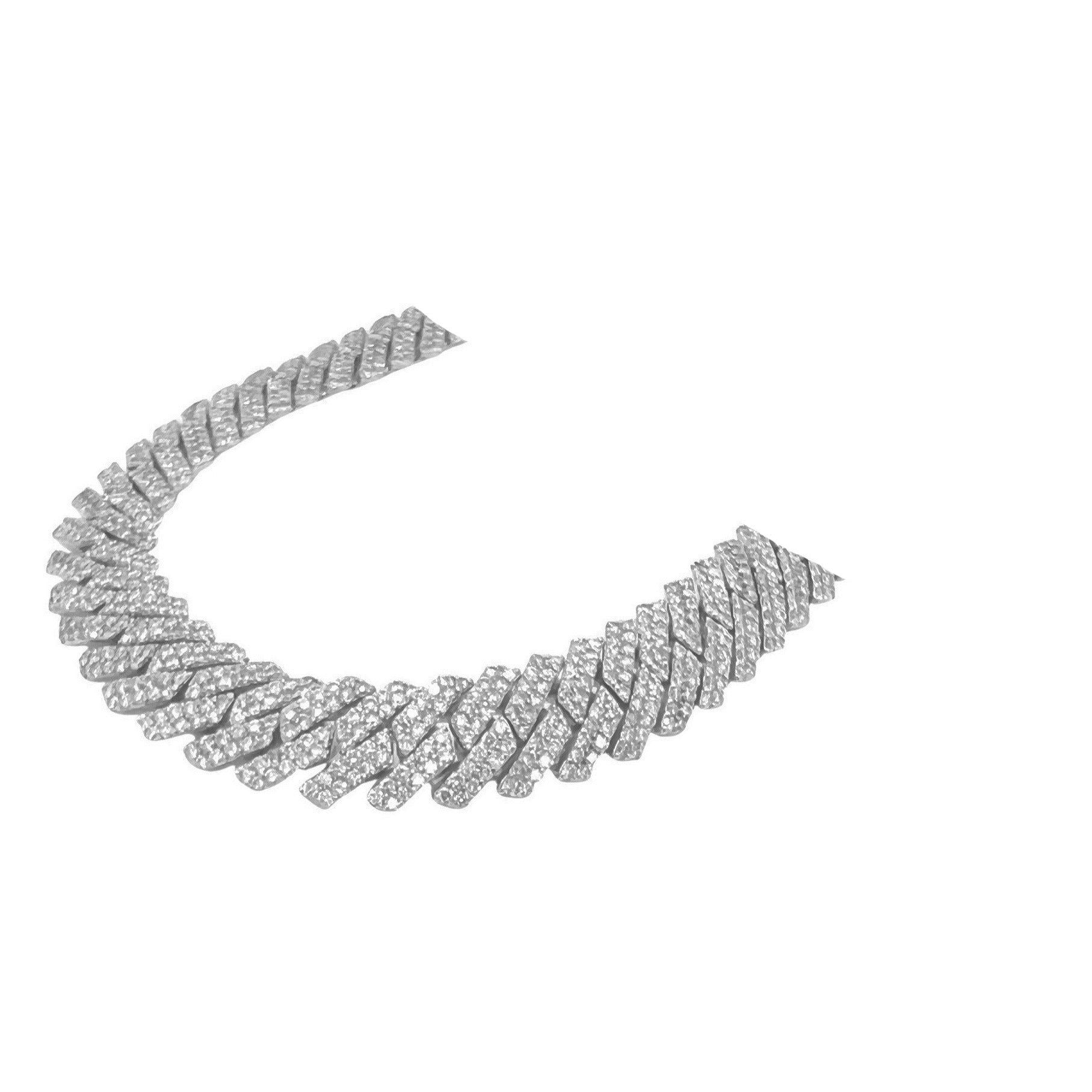 10K White Gold 12MM Prong Set Miami Cuban Diamond Chain 27.8 CT - 22"