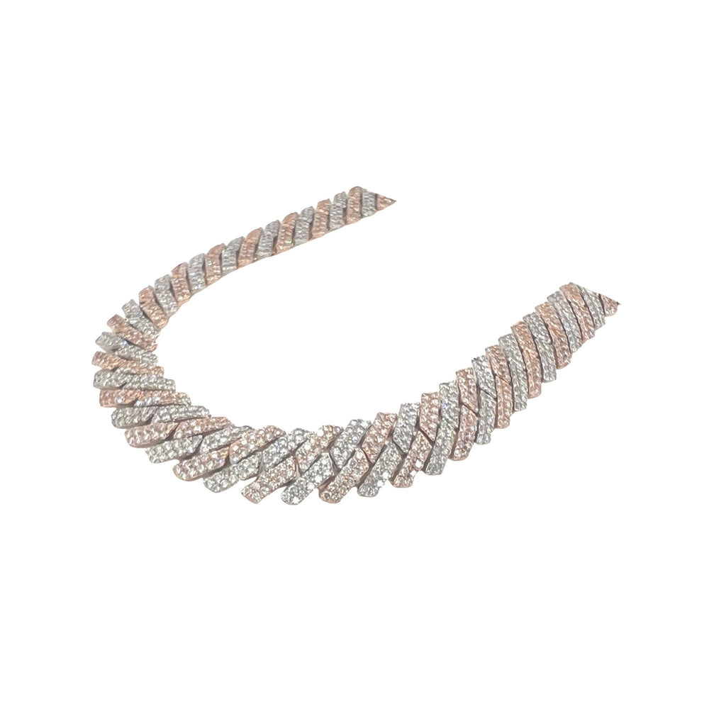 10K Two-Tone Gold 12MM Prong Set Miami Cuban Diamond Chain 27.8 CT - 22"