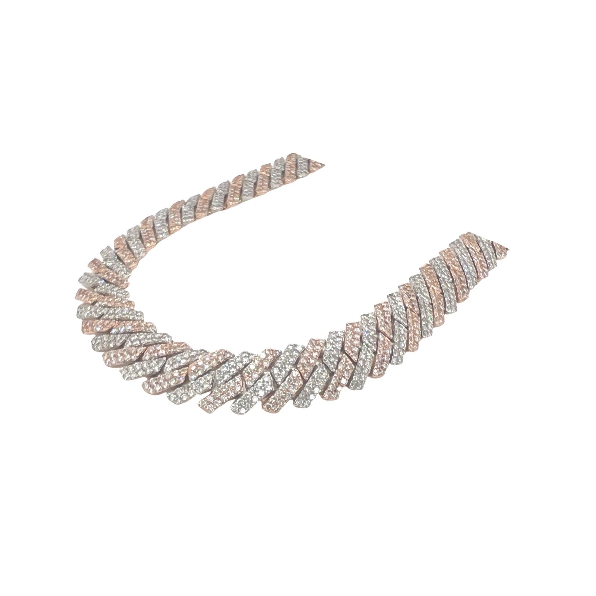 10K Two-Tone Gold 12MM Prong Set Miami Cuban Diamond Chain 27.8 CT - 22"