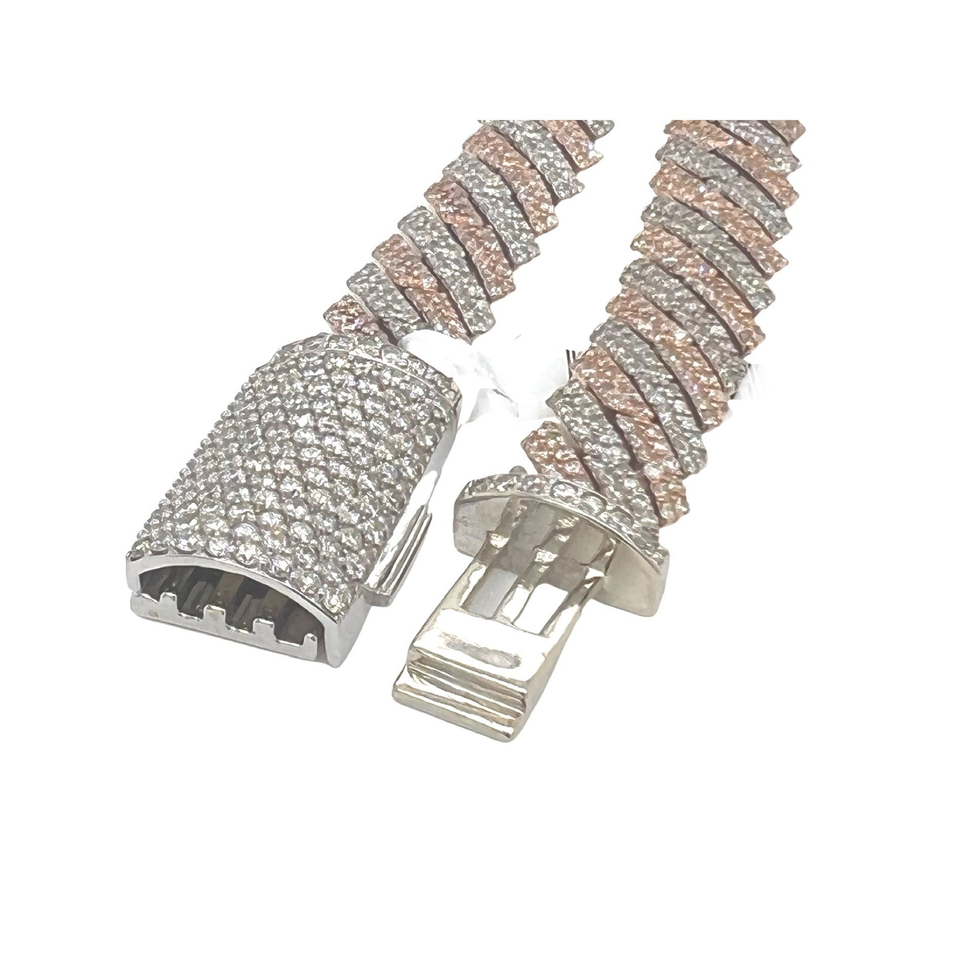 10K Two-Tone Gold 12MM Prong Set Miami Cuban Diamond Chain 27.8 CT - 22"