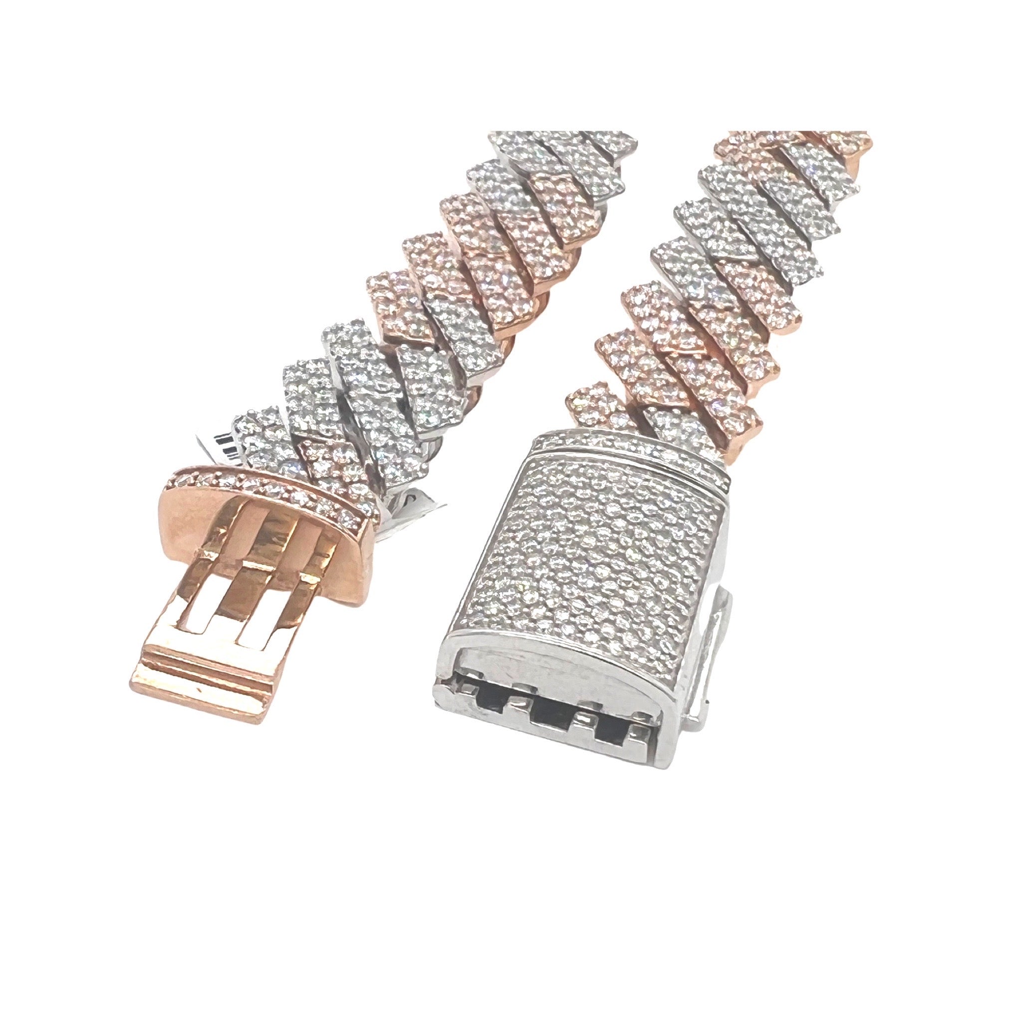 10K Two-Tone Gold 15MM Prong Set Miami Cuban VS Diamond Chain 31.72 CT - 20"