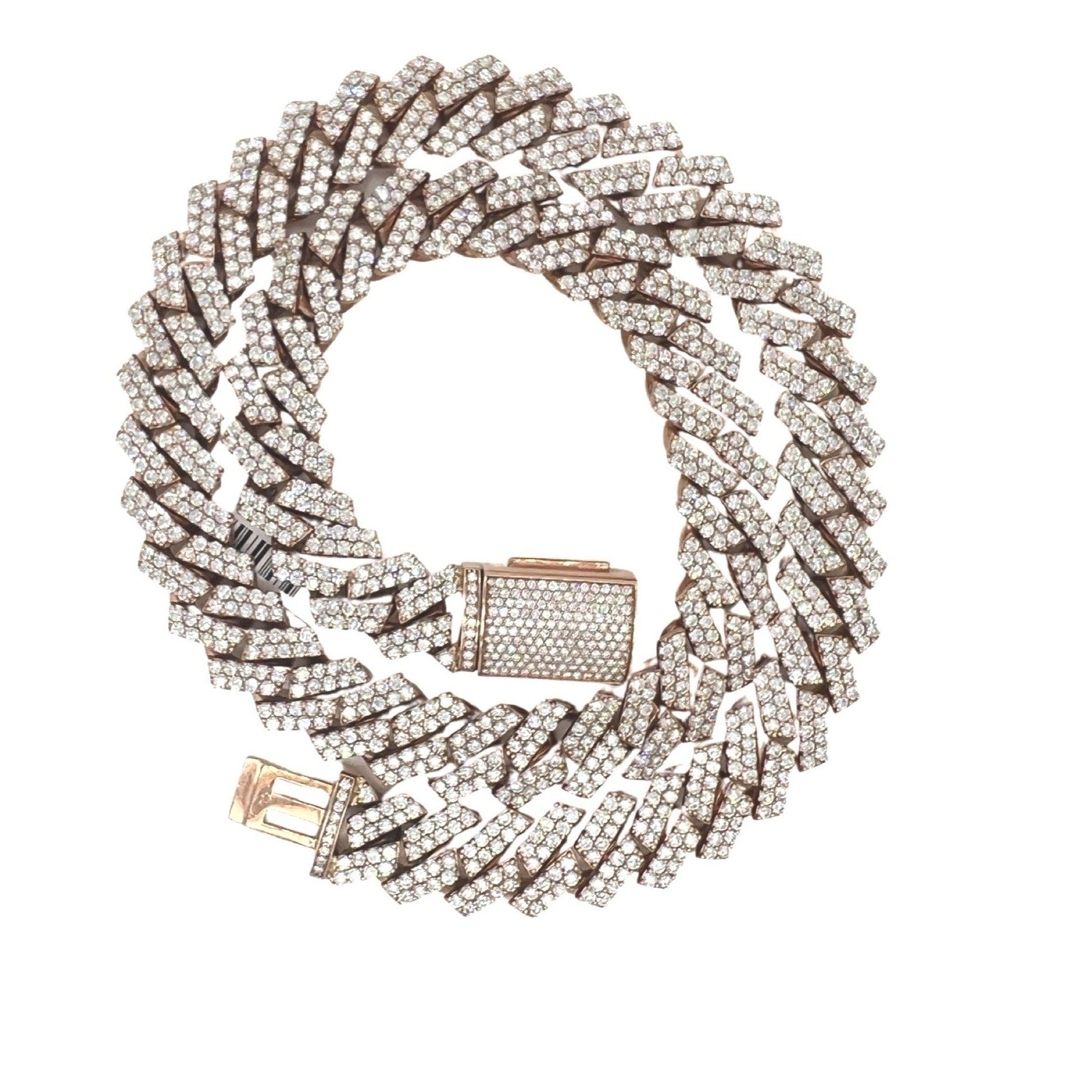10K Rose Gold 15MM Prong Set Miami Cuban VS Diamond Chain 39.69 CT - 22"