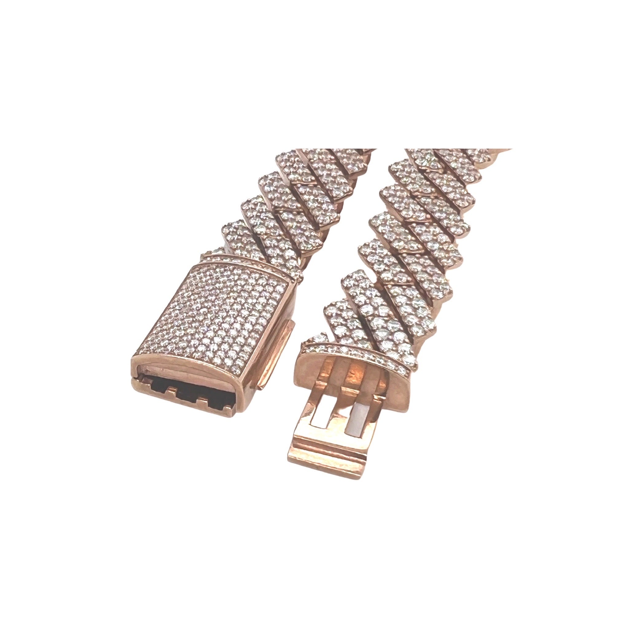 10K Rose Gold 15MM Prong Set Miami Cuban VS Diamond Chain 39.69 CT - 22"
