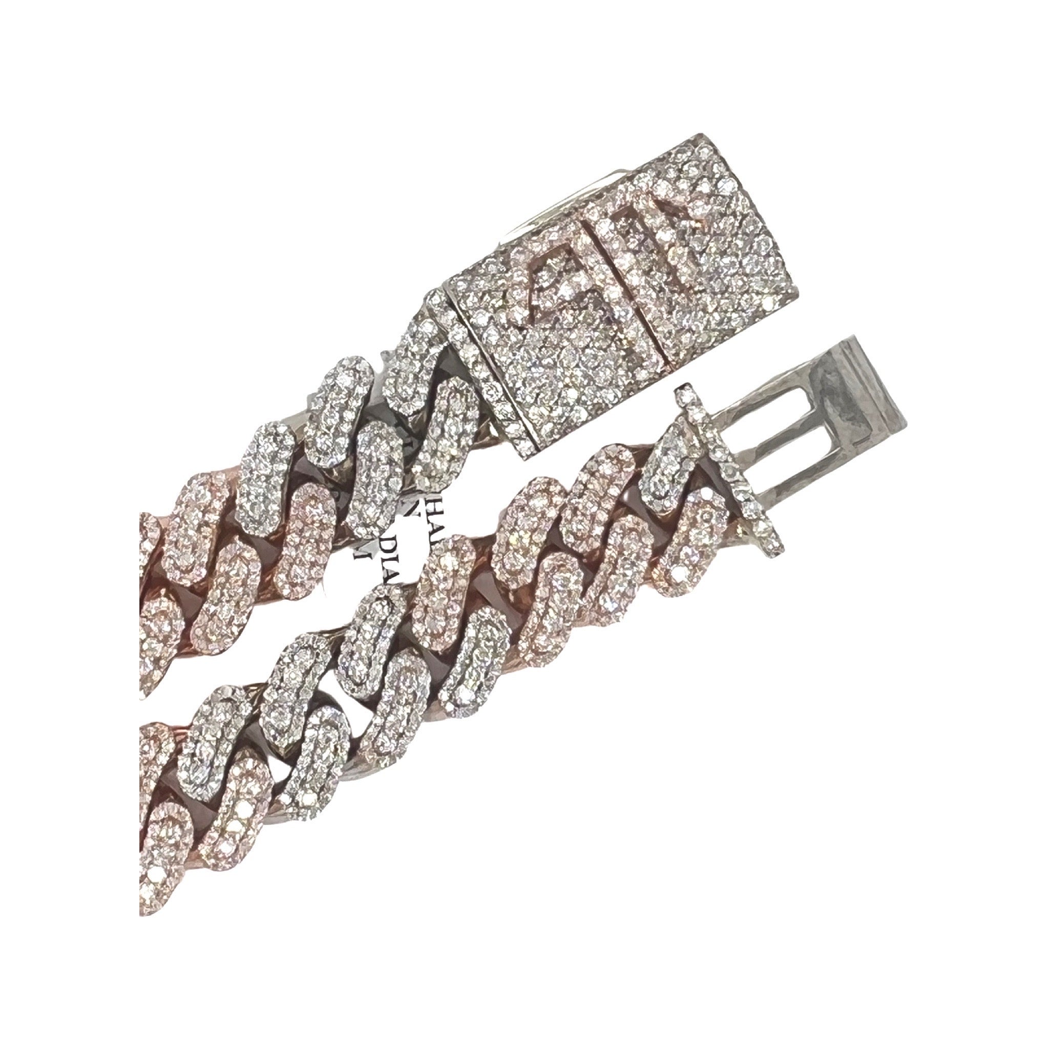 10K Two-Tone Gold 14MM Prong Set Miami Cuban VS Diamond Chain 34.68 CT - 22"