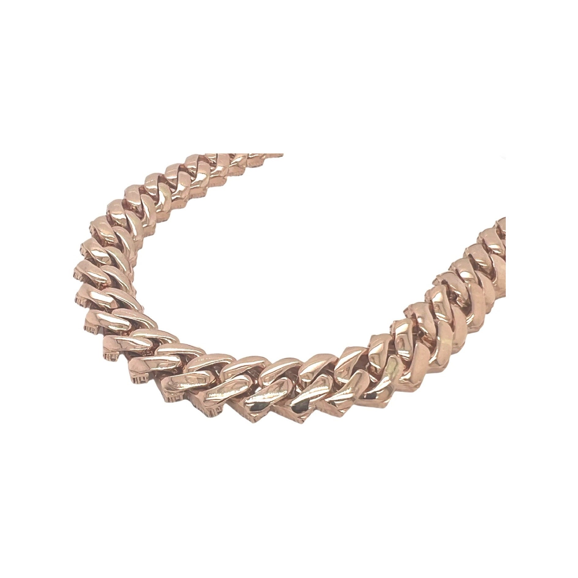 10K Rose Gold 12MM Prong Set Miami Cuban Diamond Chain 22.75 CT - 22"
