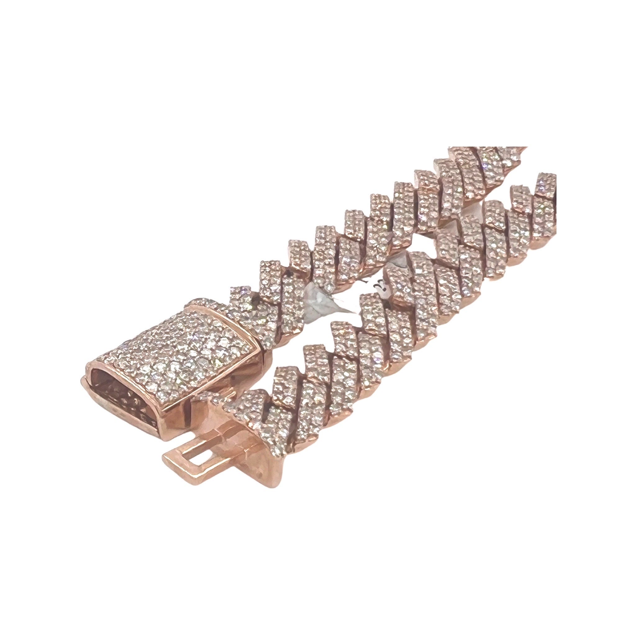 10K Rose Gold 10MM Prong Set Miami Cuban Diamond Chain 17.81 CT - 22"