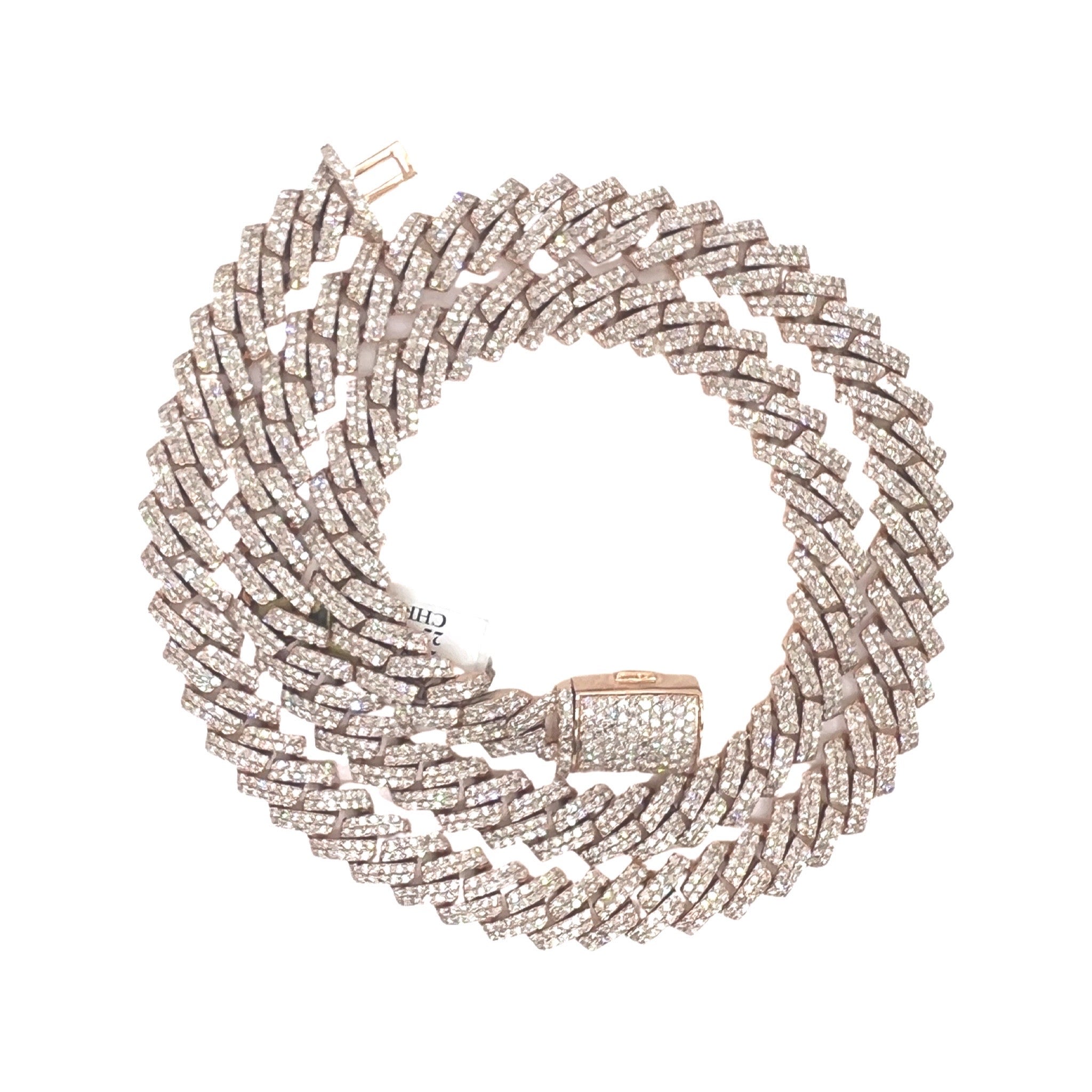 10K Rose Gold 10MM Prong Set Miami Cuban Diamond Chain 17.81 CT - 22"