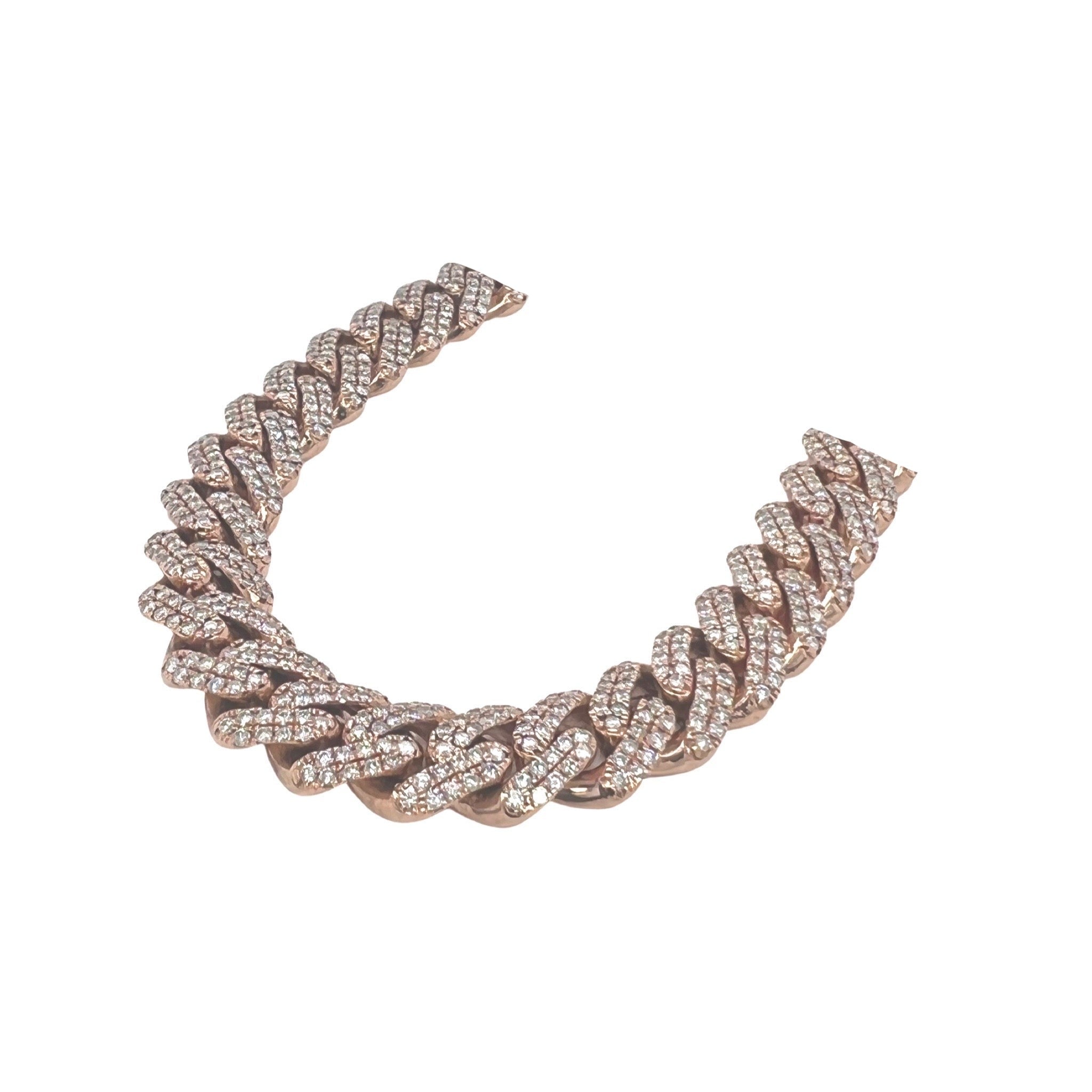 10K Rose Gold 12MM Pave Set Miami Cuban Diamond Chain 21.33 CT - 22"
