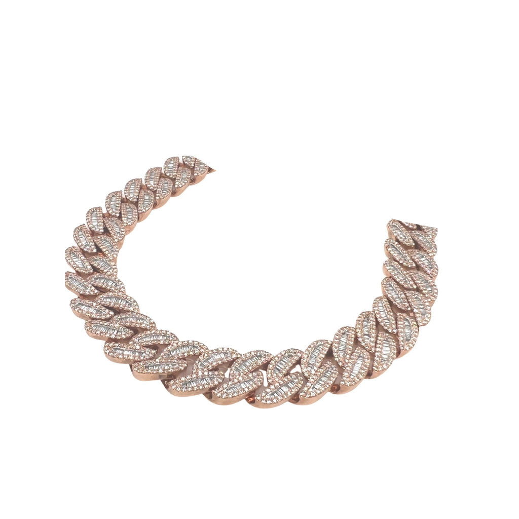 10K Rose Gold 14MM Miami Cuban Baguette Diamond Chain 16.36 CT - 22"