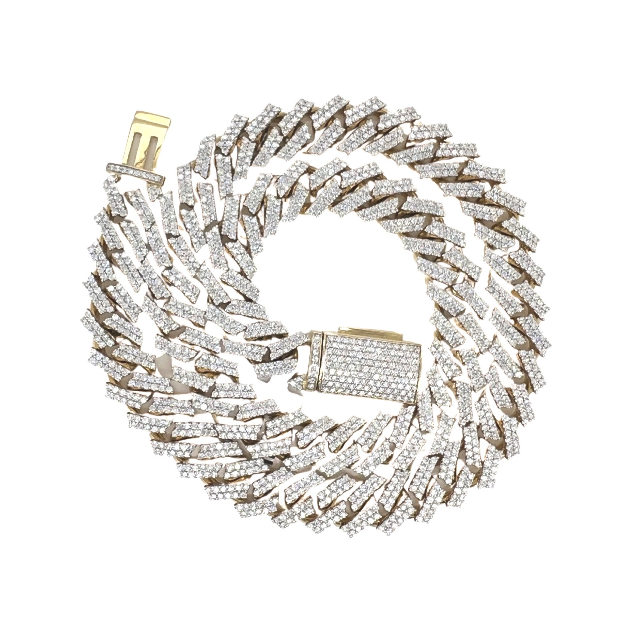 10K Yellow Gold 12MM Prong Set Miami Cuban VS Diamond Chain 18.69 CT - 20"