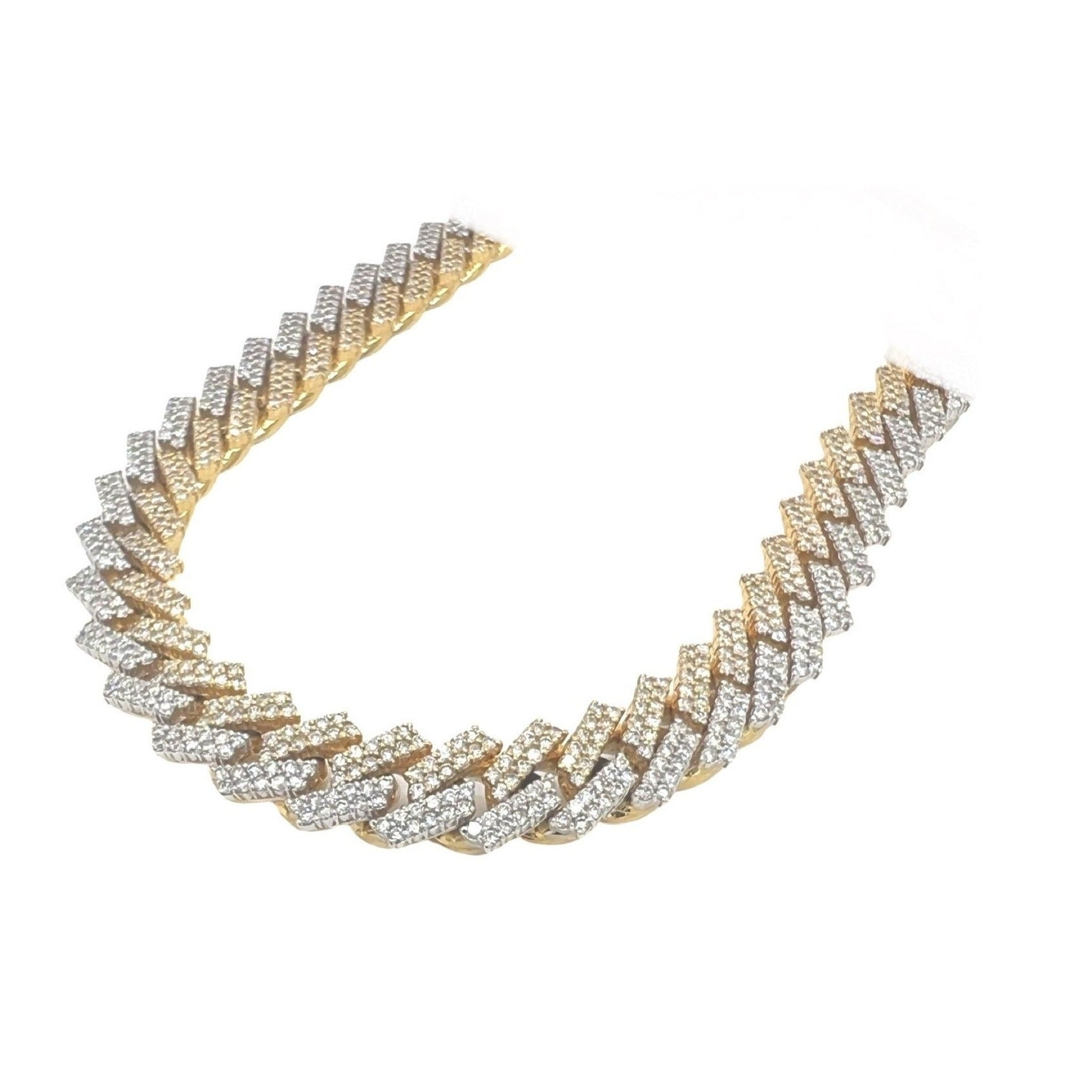 10K Two-Tone Gold 12.5MM Prong Set Miami Cuban Diamond Chain 28.96 CT - 22"