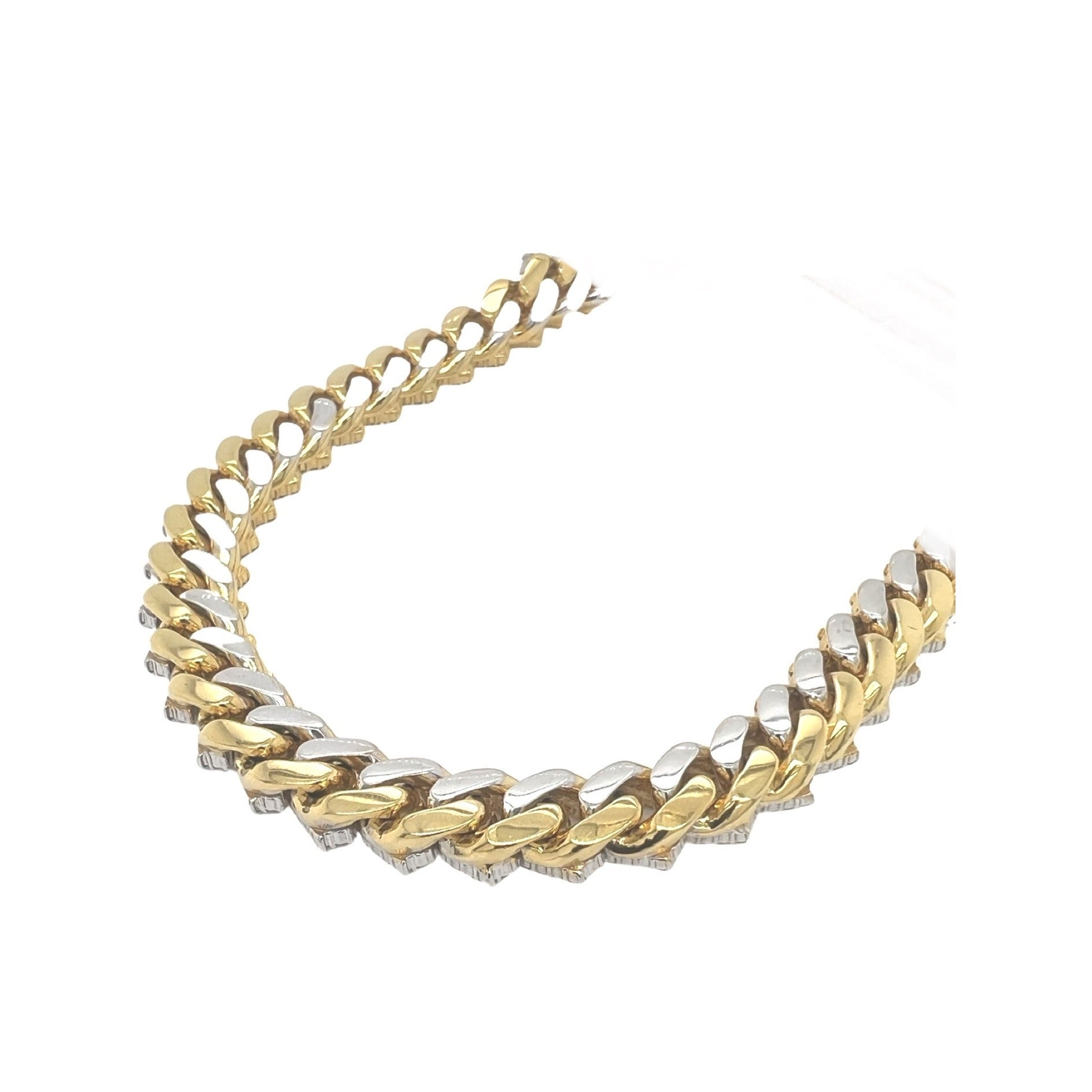 10K Two-Tone Gold 12.5MM Prong Set Miami Cuban Diamond Chain 28.96 CT - 22"