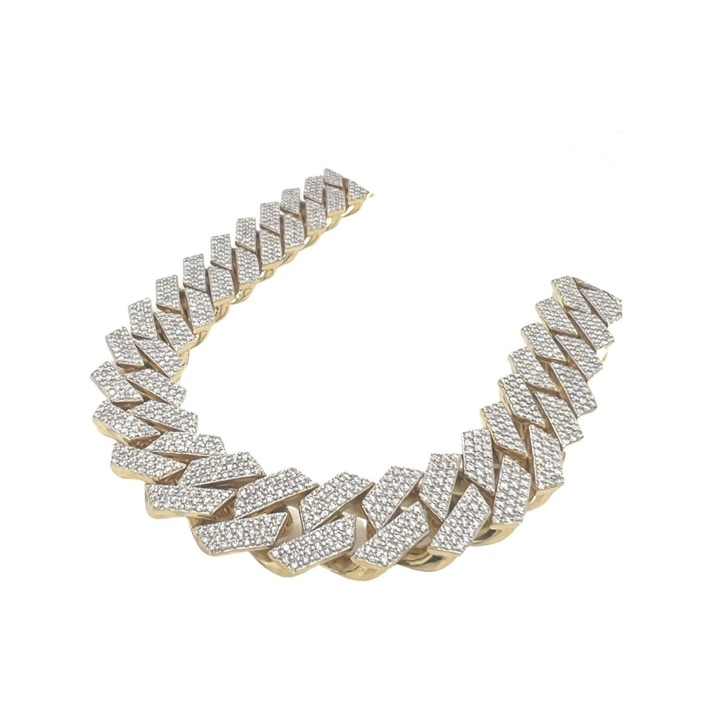 10K Yellow Gold 15MM Prong Set Miami Cuban Diamond Chain 19.7 CT - 20"