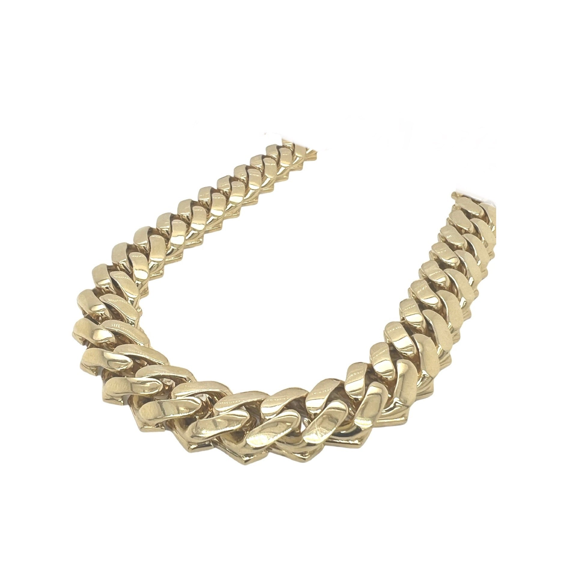 10K Yellow Gold 15MM Prong Set Miami Cuban Diamond Chain 19.7 CT - 20"