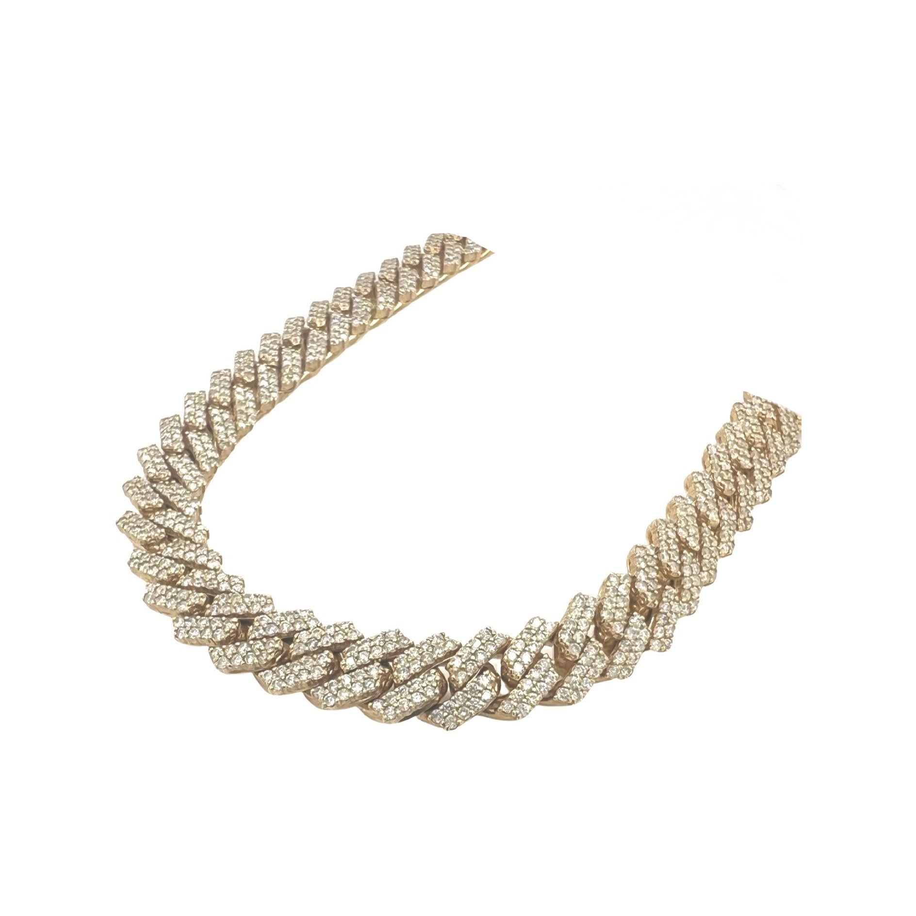 10K Yellow Gold 10MM Prong Set Miami Cuban Diamond Chain 25.5 CT - 22"