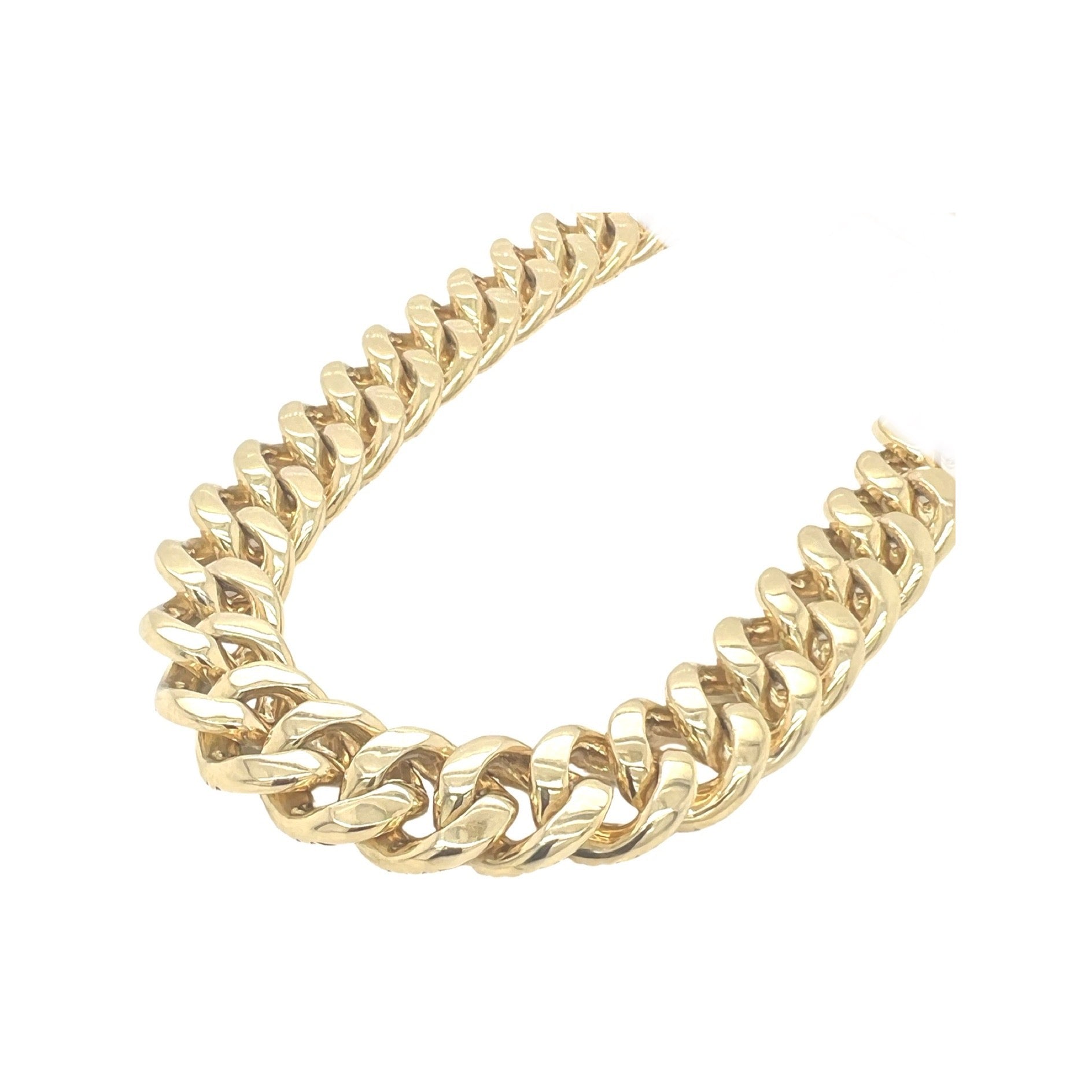 10K Yellow Gold 15MM Miami Cuban Baguette Diamond Chain 28.24 CT - 22"