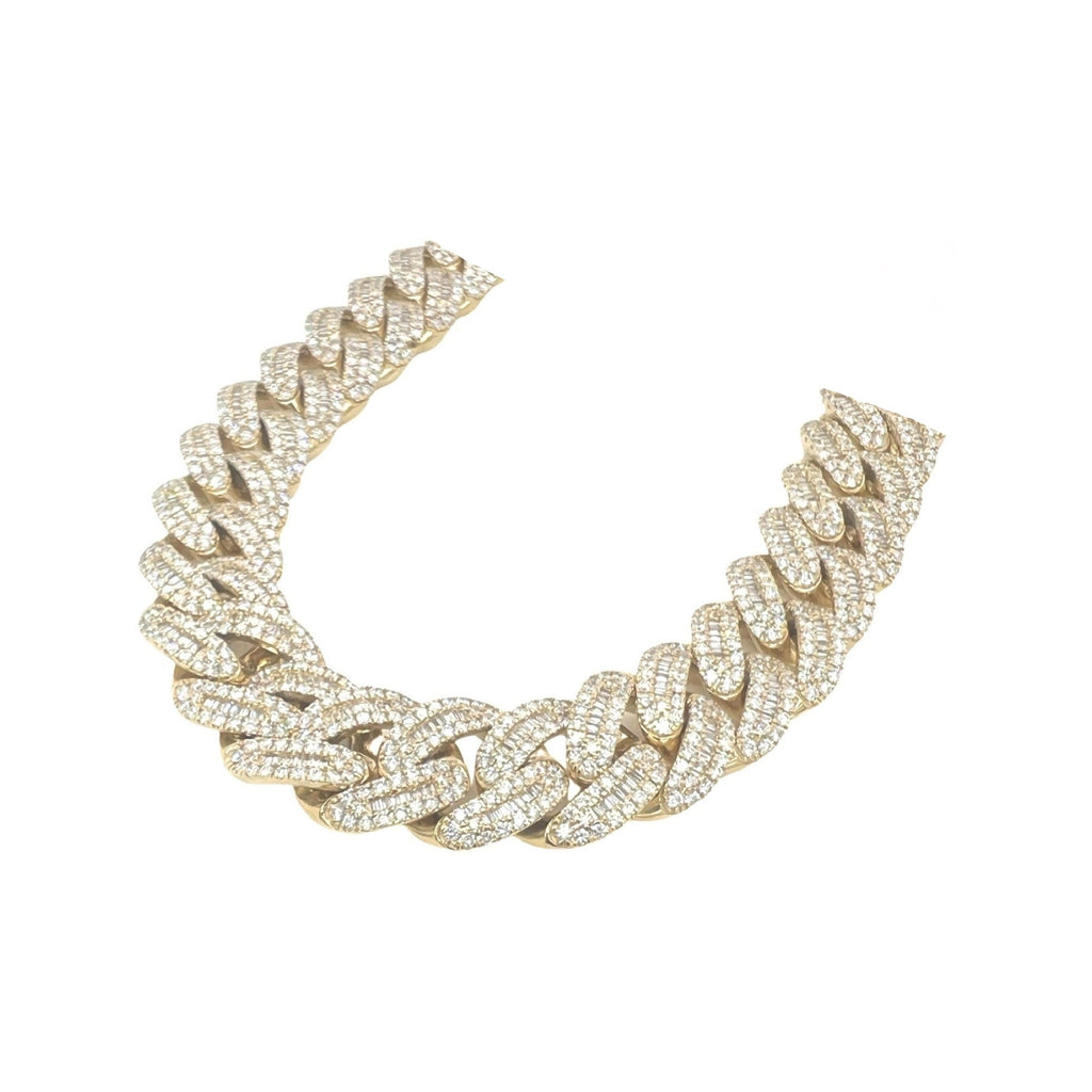 10K Yellow Gold 18MM Miami Cuban Baguette VS Diamond Chain 31.22 CT - 20"