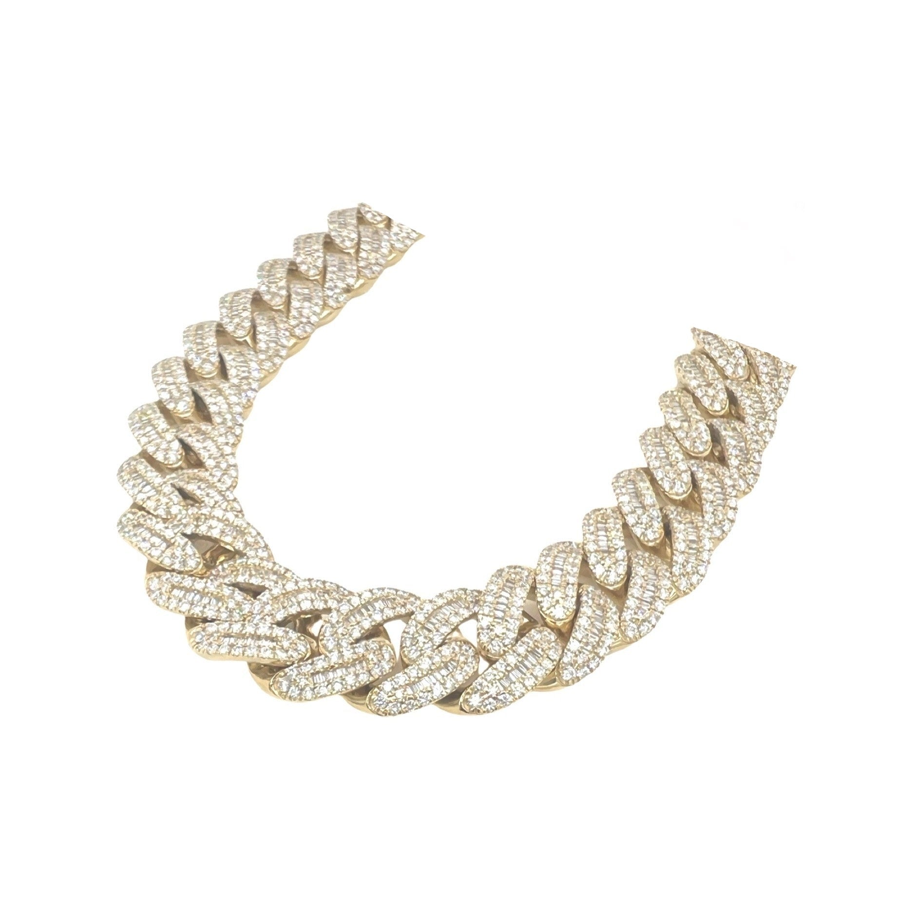 10K Yellow Gold 18MM Miami Cuban Baguette VS Diamond Chain 31.22 CT - 20"