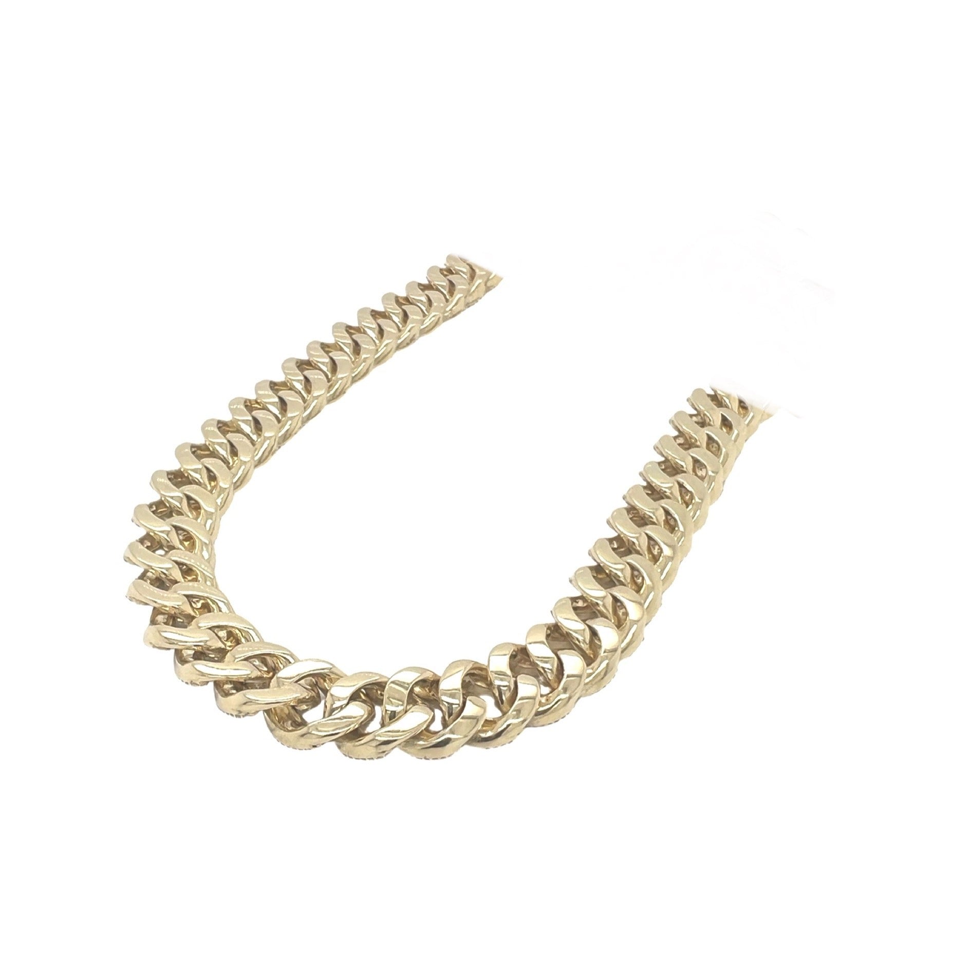 10K Yellow Gold 12MM Miami Cuban Baguette Diamond Chain 22.66 CT - 21"