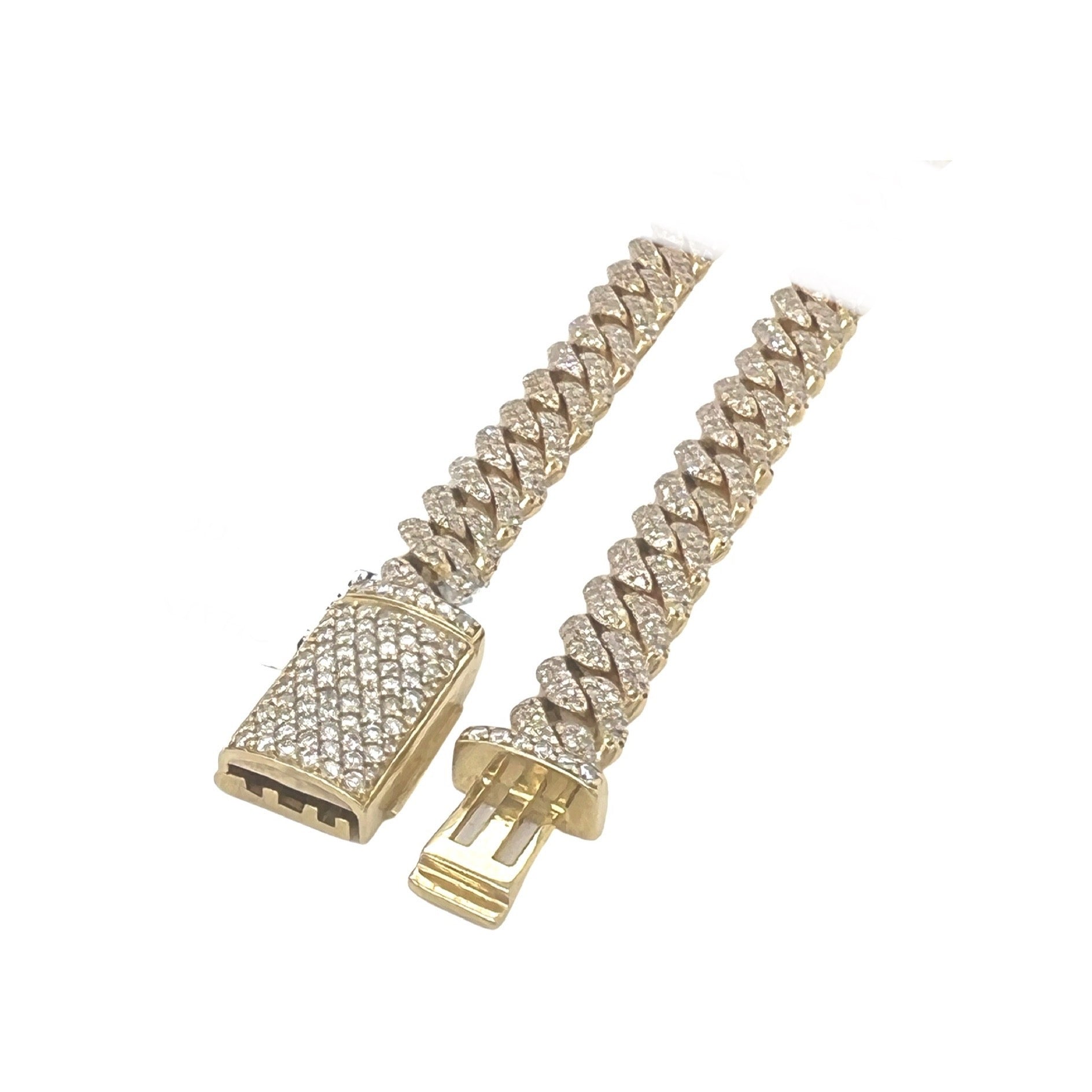 10K Yellow Gold 6.5MM Miami Cuban Pave Diamond Chain 6.55 CT - 18"