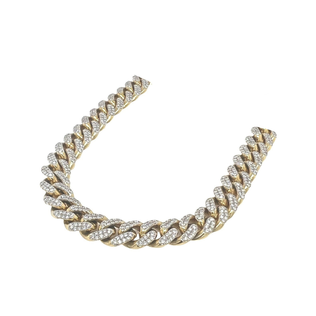 10K Yellow Gold 10.5MM Miami Cuban Pave Diamond Chain 10.13 CT - 20"