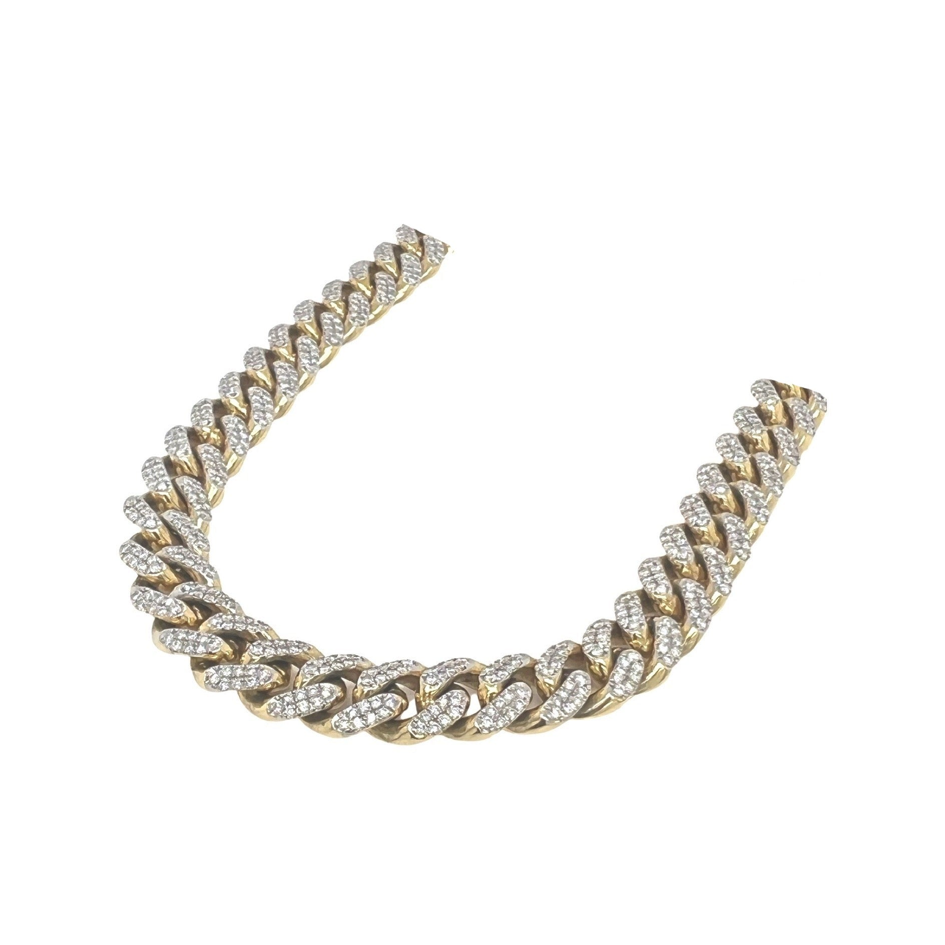 10K Yellow Gold 10.5MM Miami Cuban Pave Diamond Chain 10.13 CT - 20"