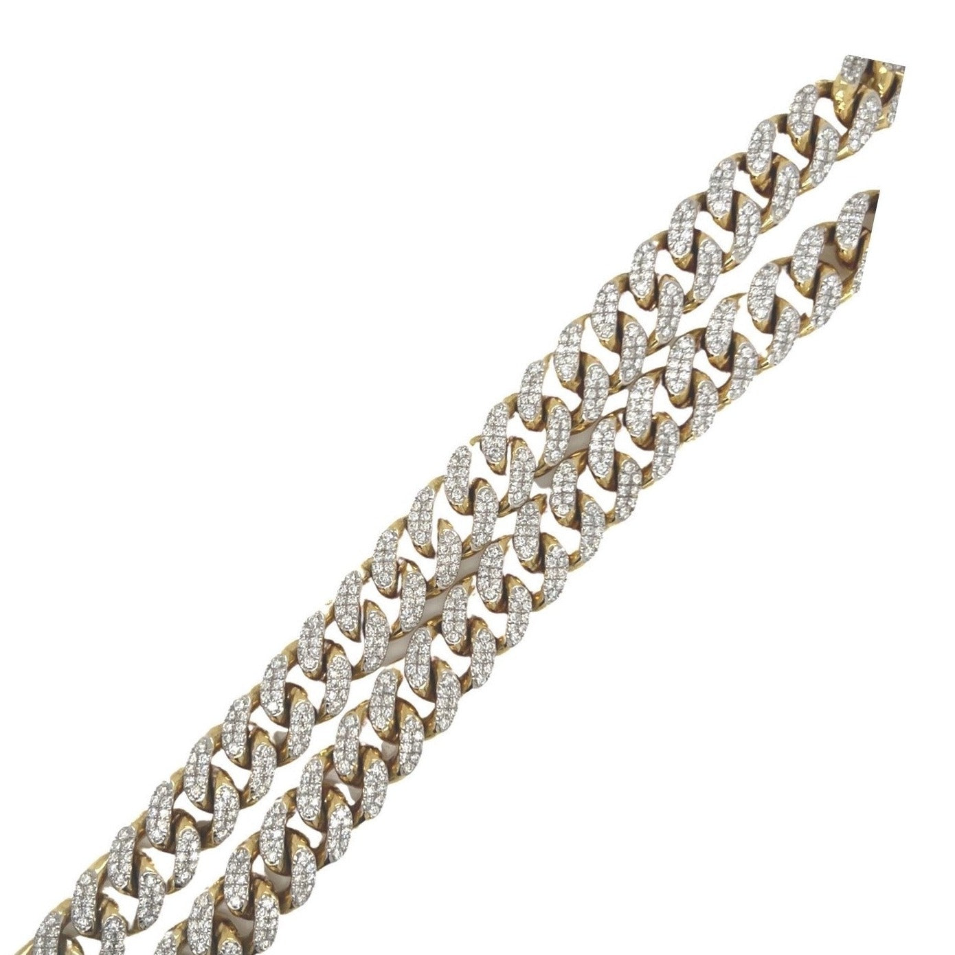 10K Yellow Gold 10.5MM Miami Cuban Pave Diamond Chain 10.13 CT - 20"