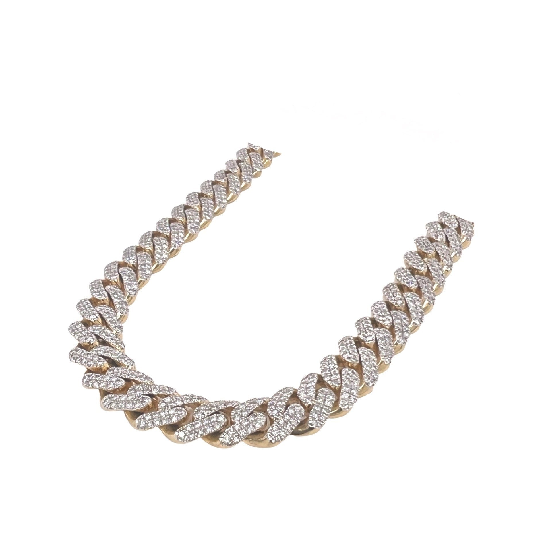 10K Yellow Gold 10MM Miami Cuban Pave Diamond Chain 14.43 CT - 20"