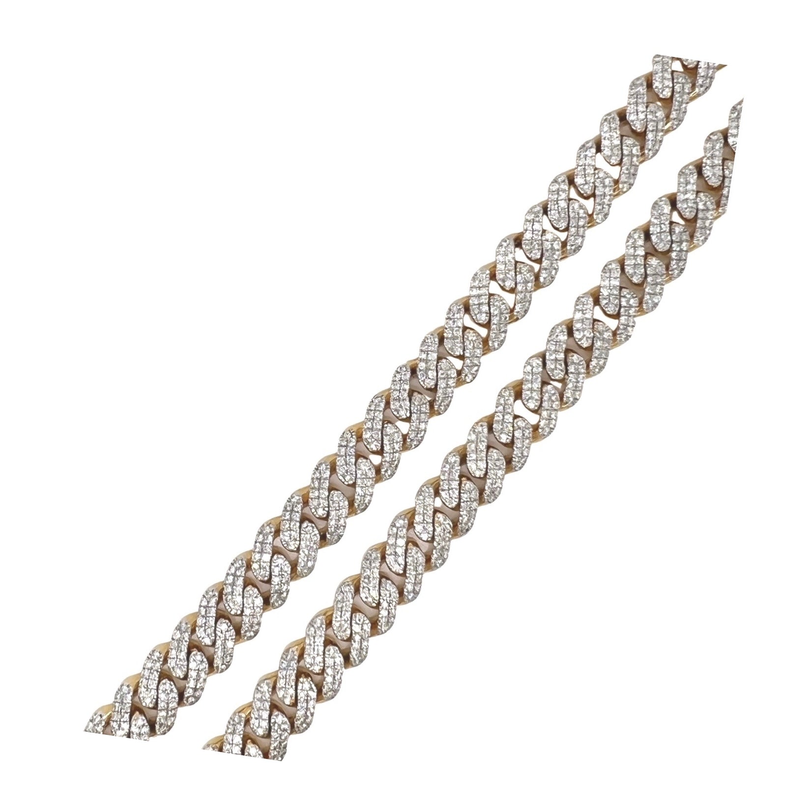 10K Yellow Gold 10MM Miami Cuban Pave Diamond Chain 14.43 CT - 20"