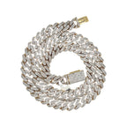 10K Yellow Gold 10MM Miami Cuban Pave Diamond Chain 14.43 CT - 20"