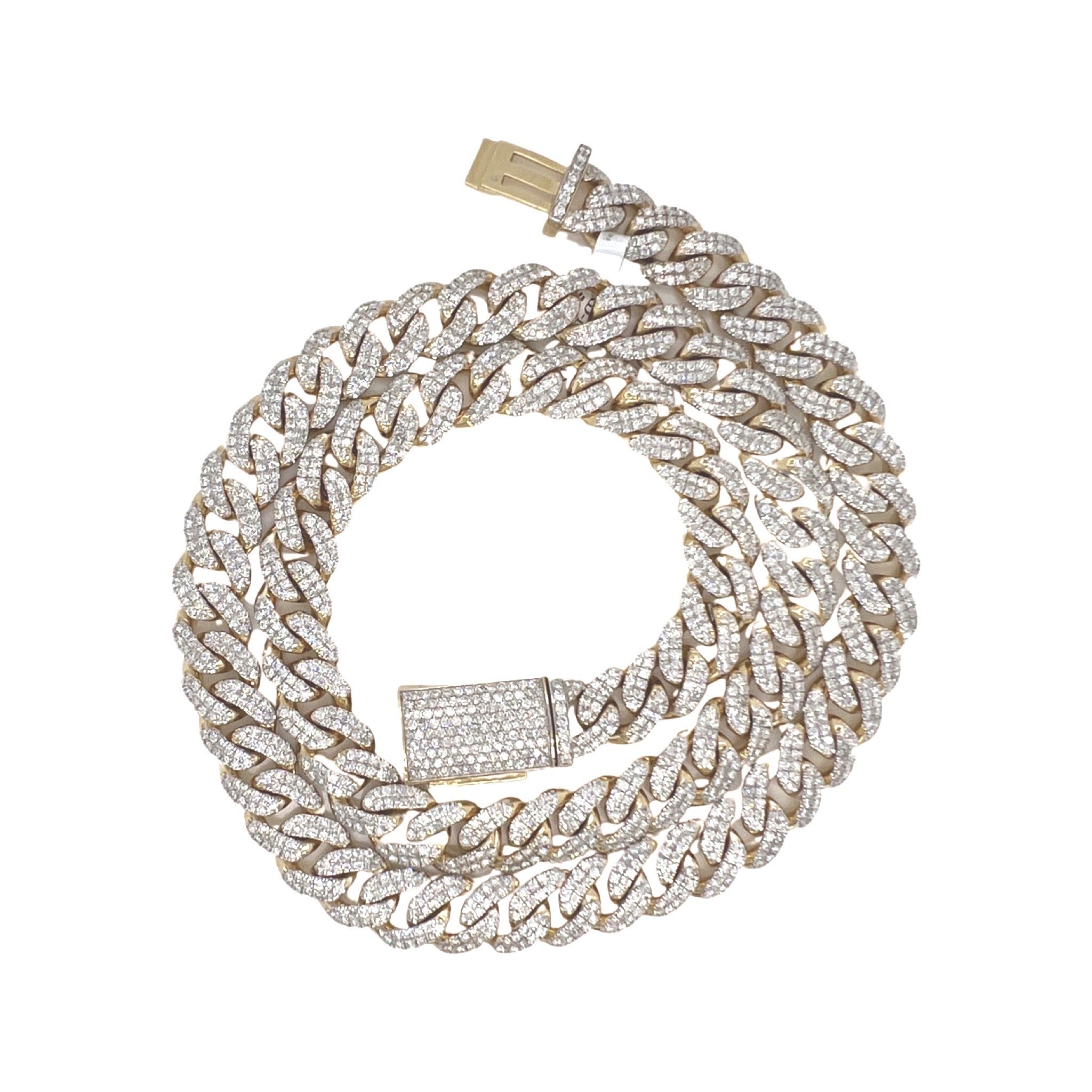 10K Yellow Gold 11MM Miami Cuban Pave VS Diamond Chain 15.99 CT - 23"