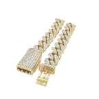 10K Yellow Gold 11MM Miami Cuban Pave Diamond Chain 17 CT - 26"
