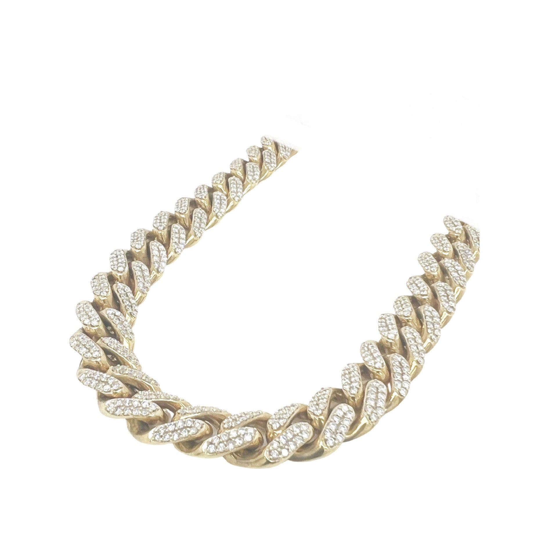 10K Yellow Gold 11MM Miami Cuban Pave Diamond Chain 17 CT - 26"