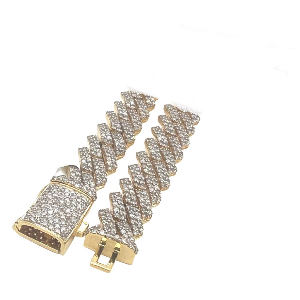 14K Yellow Gold 12MM Prong Set Miami Cuban Diamond Chain 22.05 CT - 24"