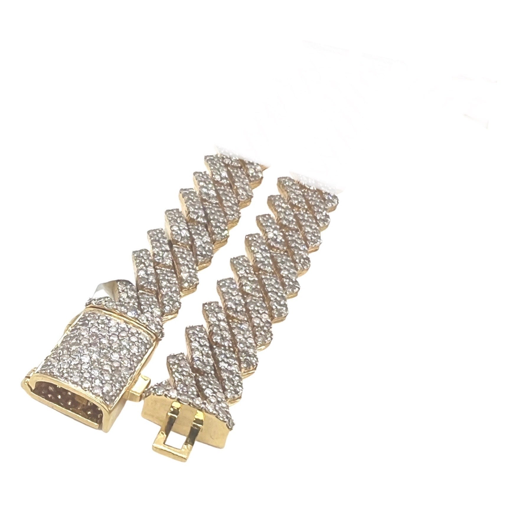 14K Yellow Gold 12MM Prong Set Miami Cuban Diamond Chain 22.05 CT - 24"