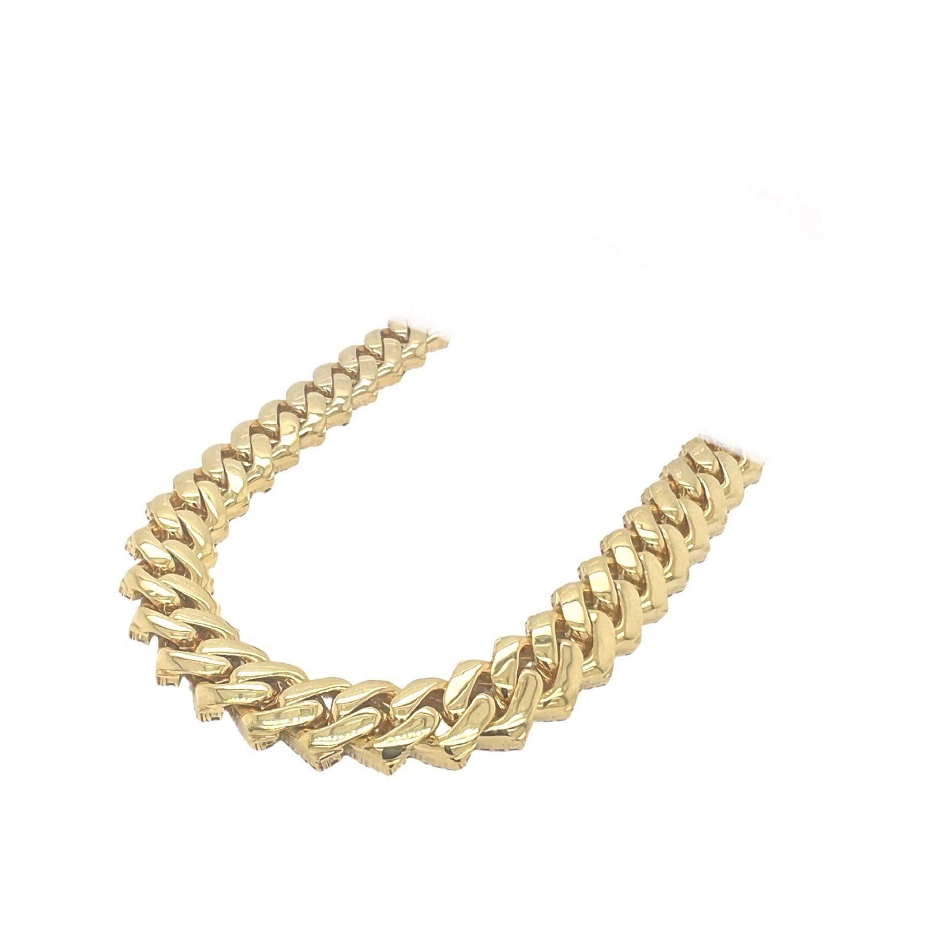 14K Yellow Gold 12MM Prong Set Miami Cuban Diamond Chain 22.05 CT - 24"