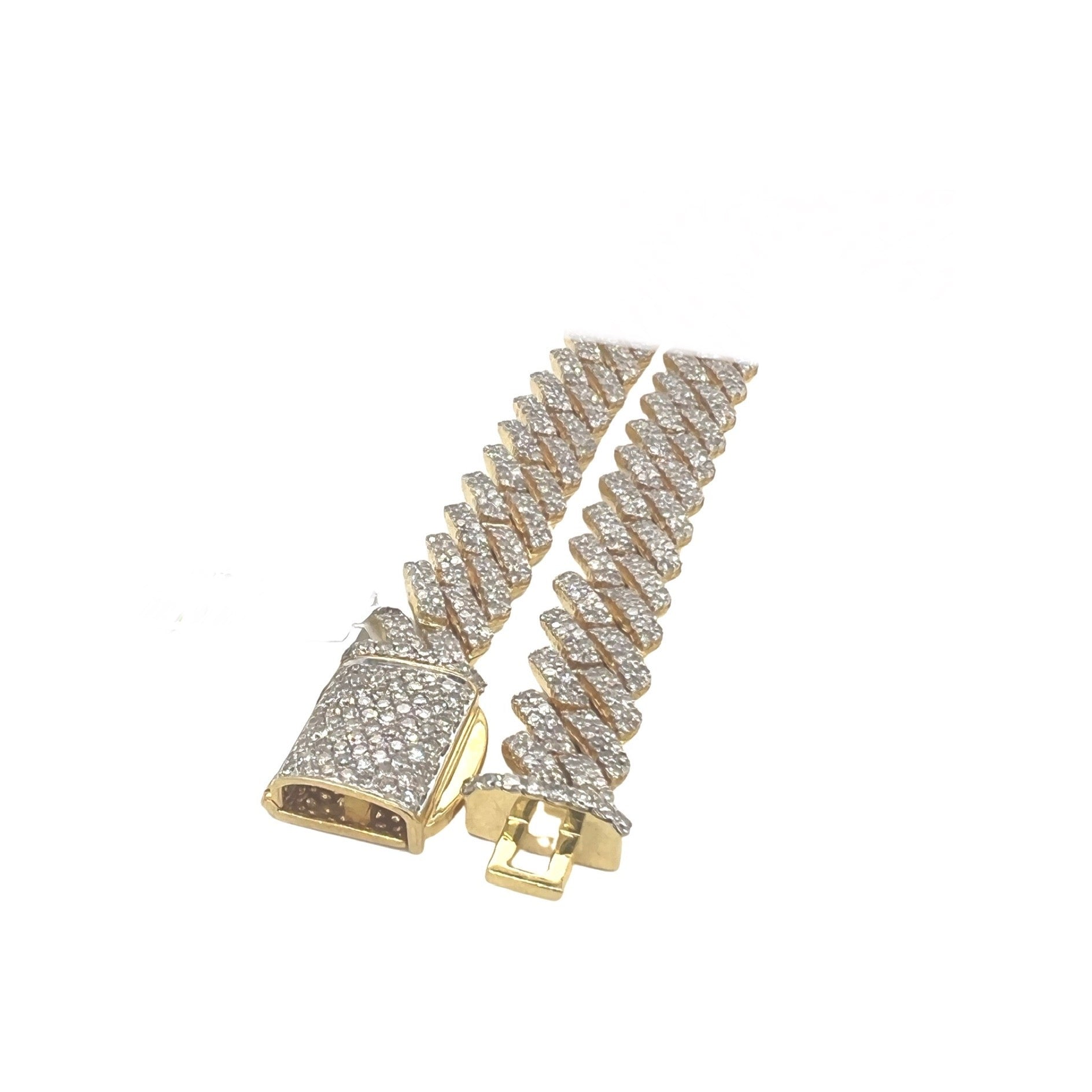 14K Yellow Gold 10MM Prong Set Miami Cuban Diamond Chain 20.67 CT - 24"