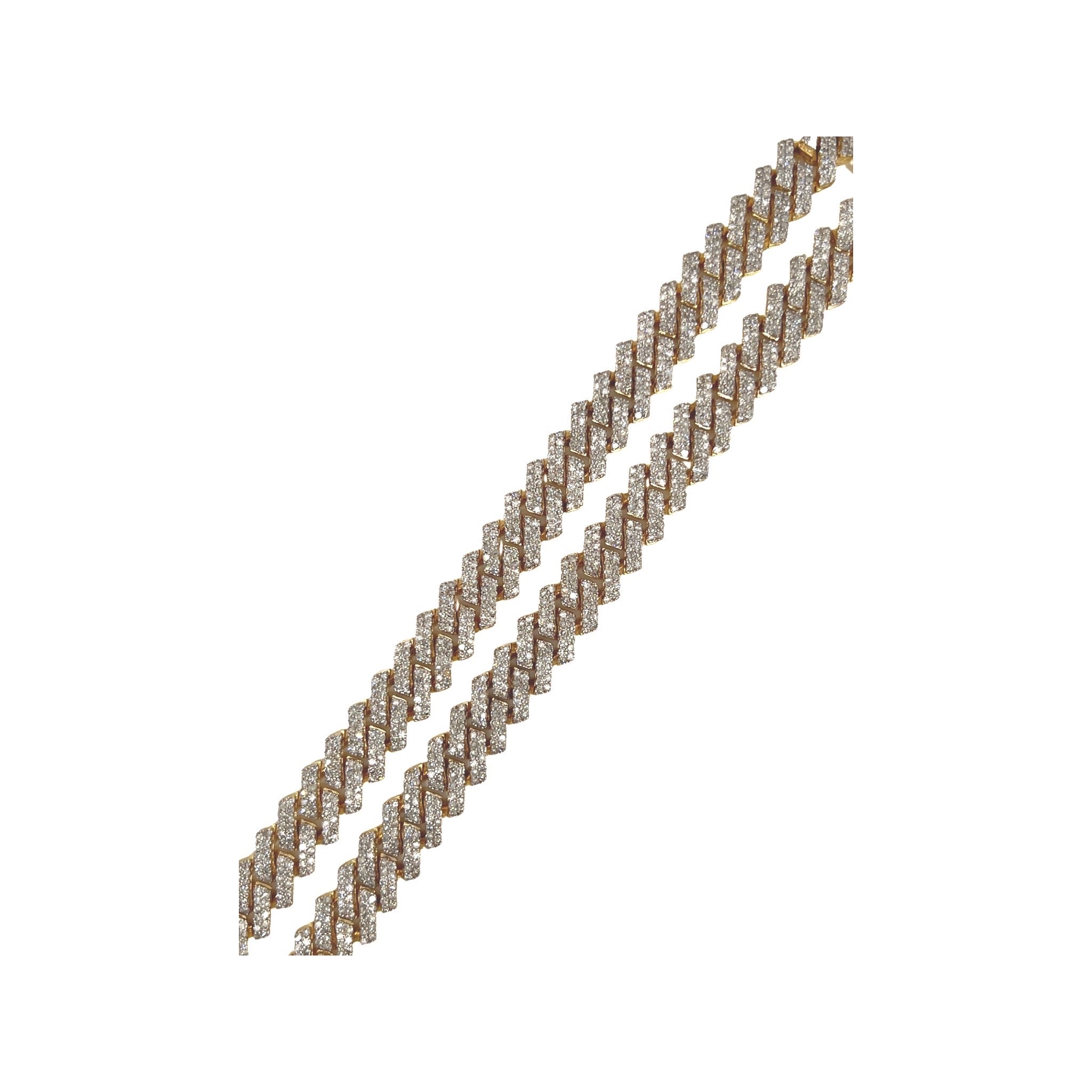 14K Yellow Gold 10MM Prong Set Miami Cuban Diamond Chain 20.67 CT - 24"