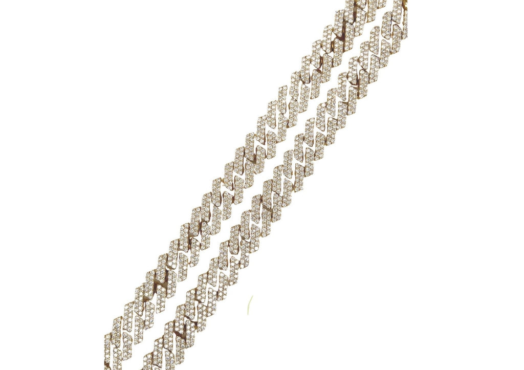 10K Yellow Gold 12MM Prong Set Miami Cuban Diamond Chain 18.39 CT - 20"