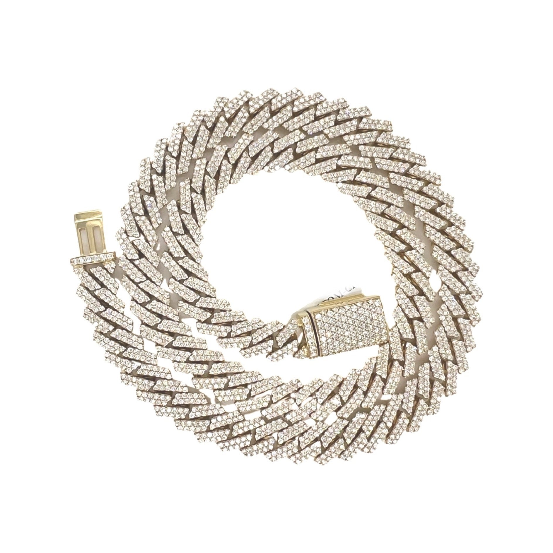 10K Yellow Gold 12MM Prong Set Miami Cuban Diamond Chain 18.39 CT - 20"