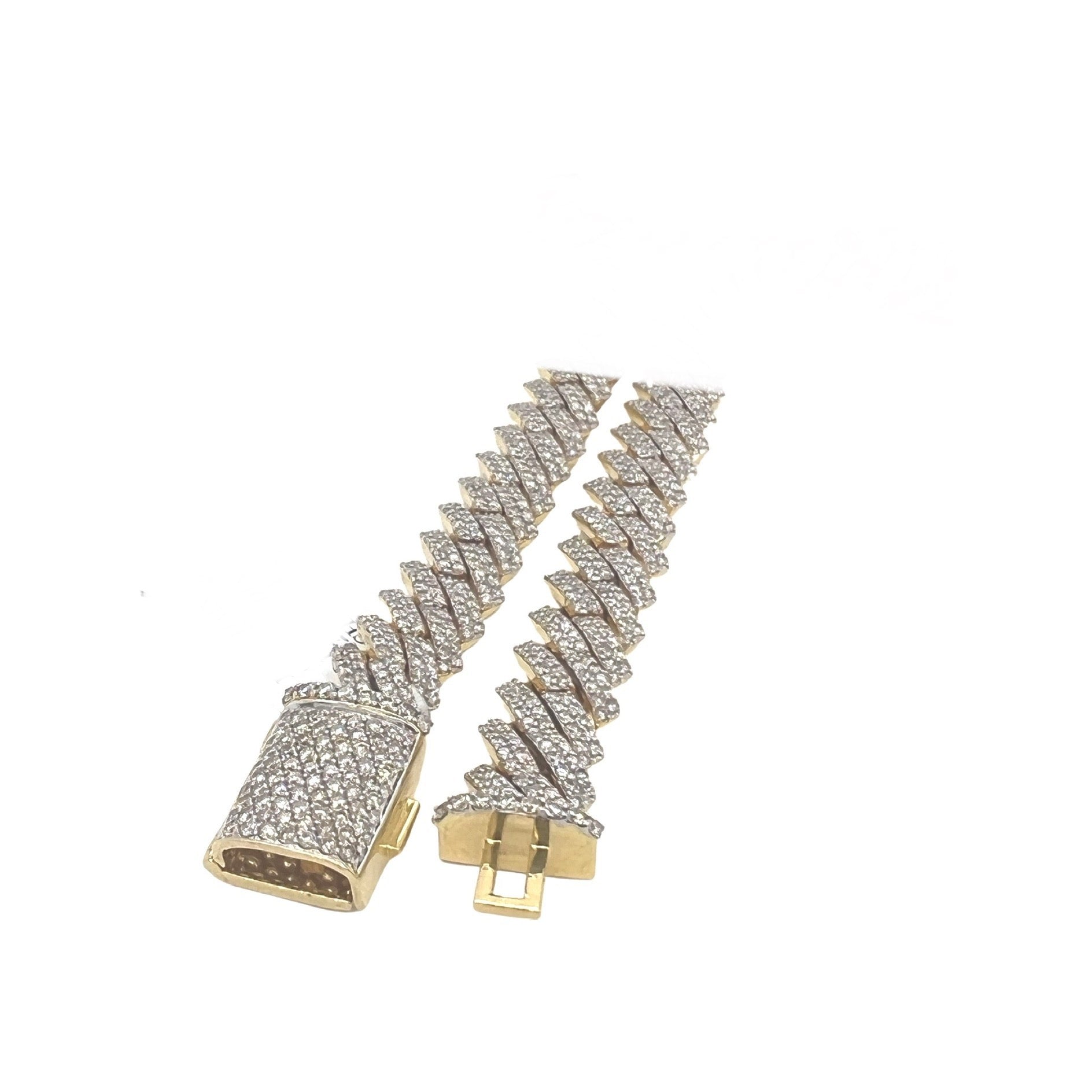10K Yellow Gold 10MM Prong Set Miami Cuban Diamond Chain 17.19 CT - 22"