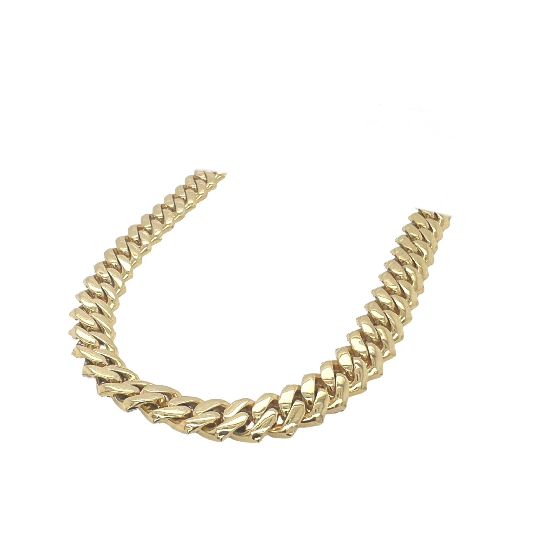 10K Yellow Gold 10MM Prong Set Miami Cuban Diamond Chain 17.19 CT - 22"
