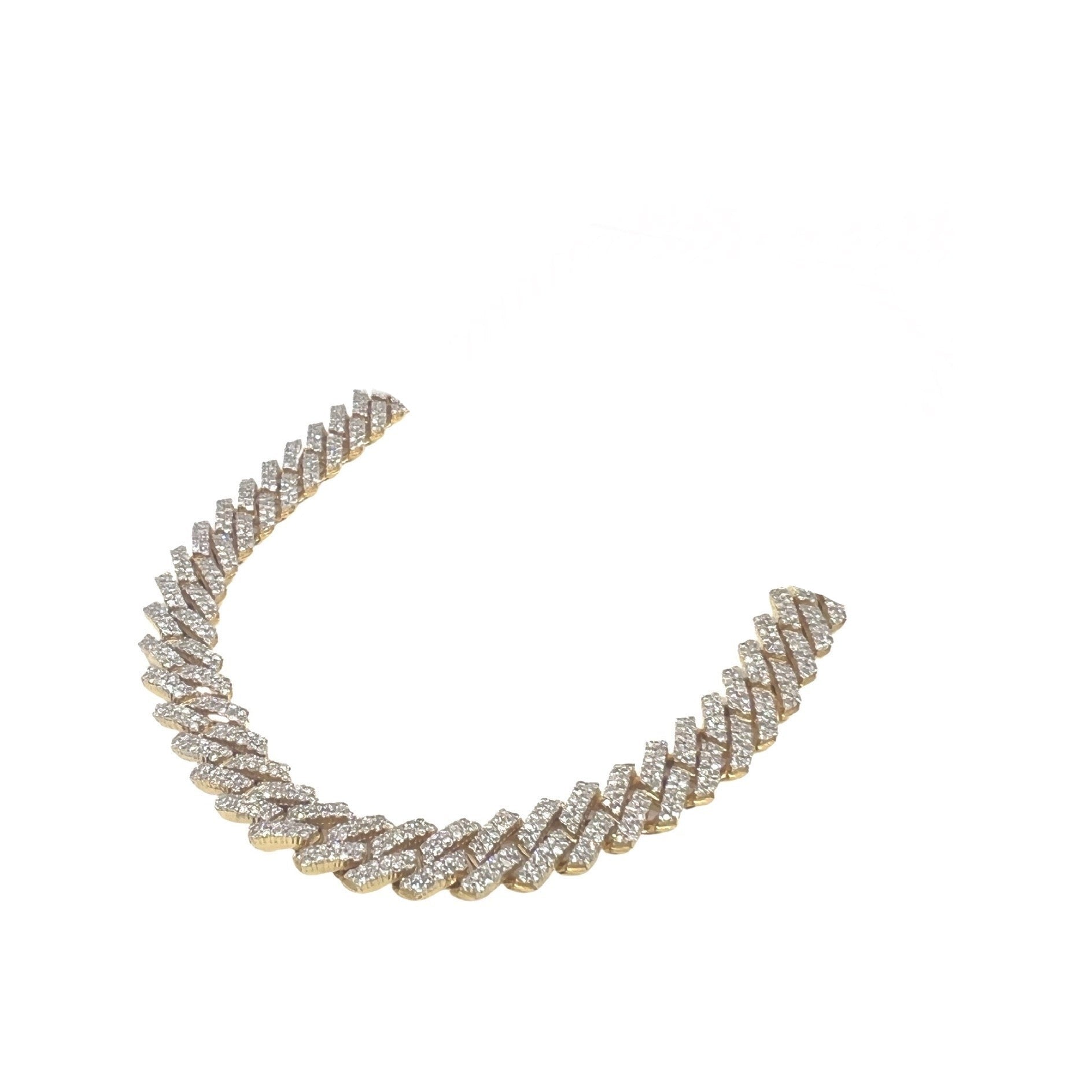 10K Yellow Gold 8MM Prong Set Miami Cuban Diamond Chain 14.11 CT - 22"