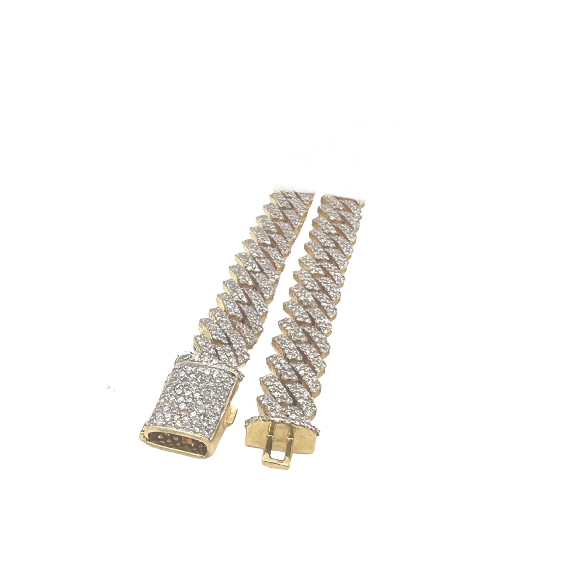 10K Yellow Gold 8MM Prong Set Miami Cuban Diamond Chain 14.11 CT - 22"