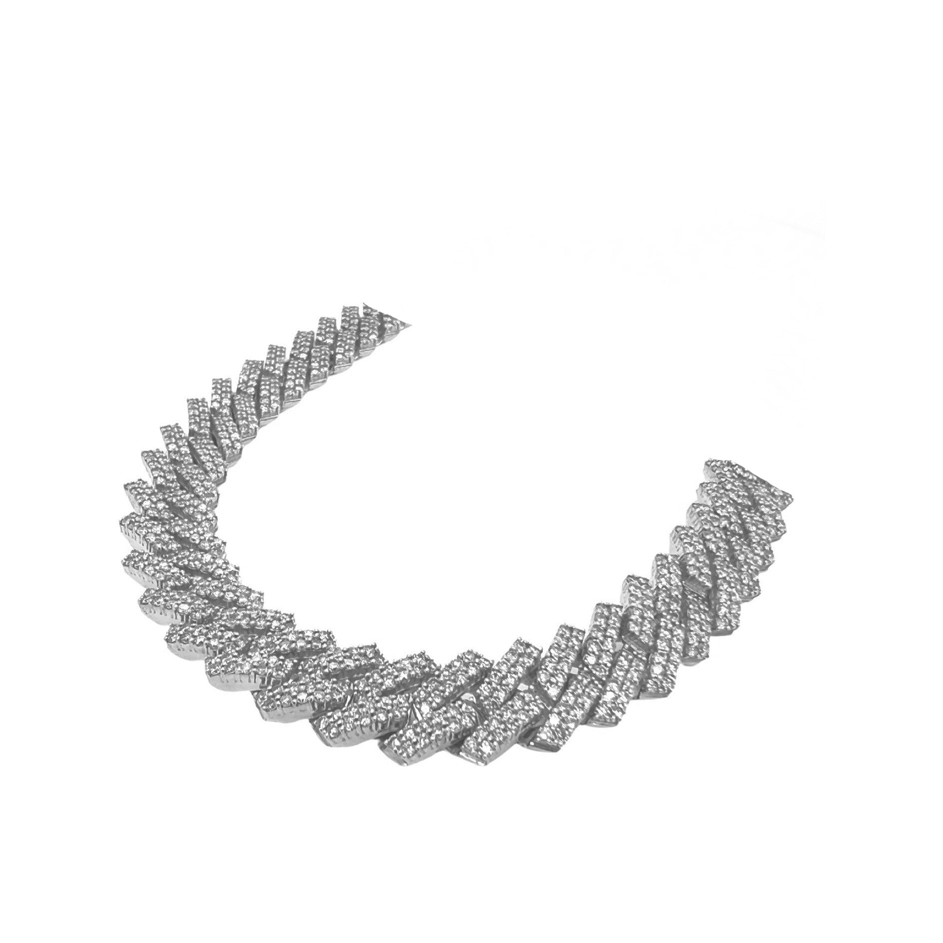 10K White  Gold 12MM Prong Set Miami Cuban Diamond Chain 21.61 CT - 20"