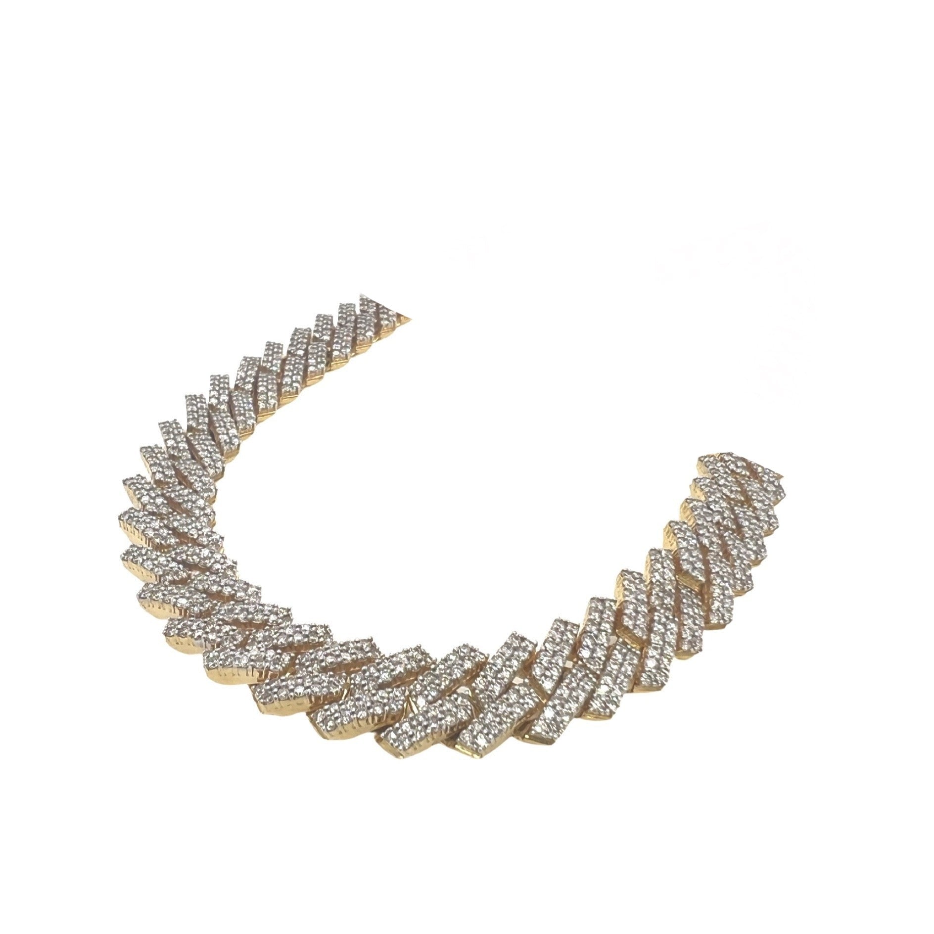 10K Yellow Gold 12MM Prong Set Miami Cuban Diamond Chain 23.05 CT - 22"