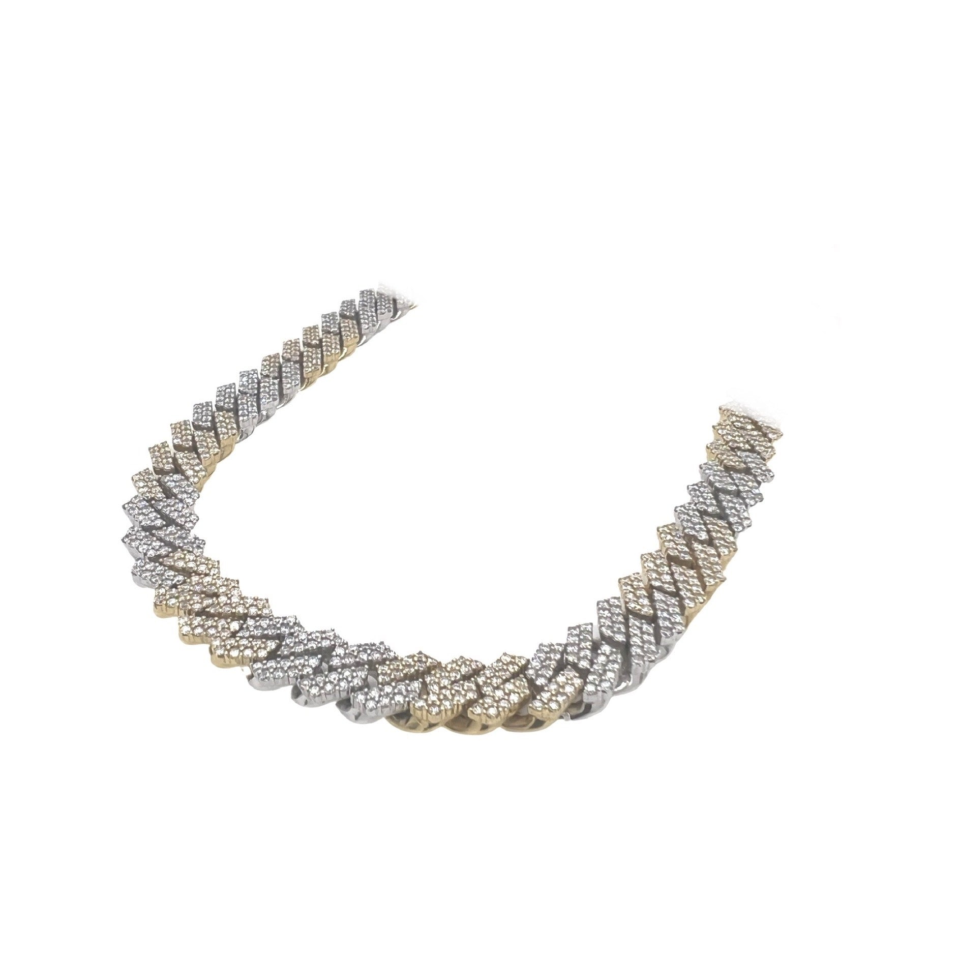 10K Two-Tone Gold 9MM Prong Set Miami Cuban Diamond Chain 18.25 CT - 22"