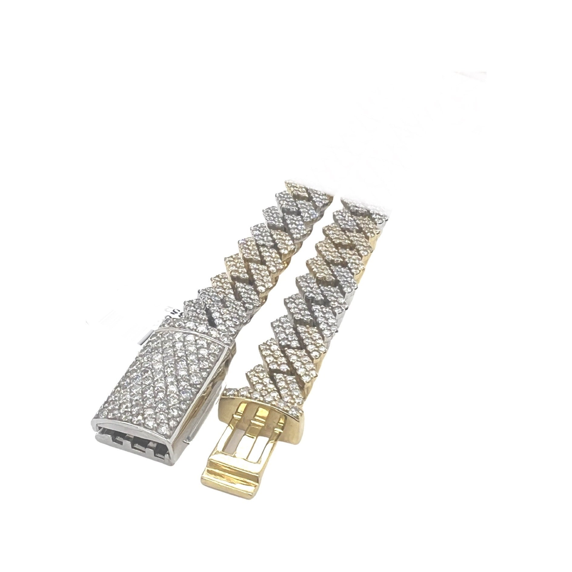 10K Two-Tone Gold 9MM Prong Set Miami Cuban Diamond Chain 18.25 CT - 22"