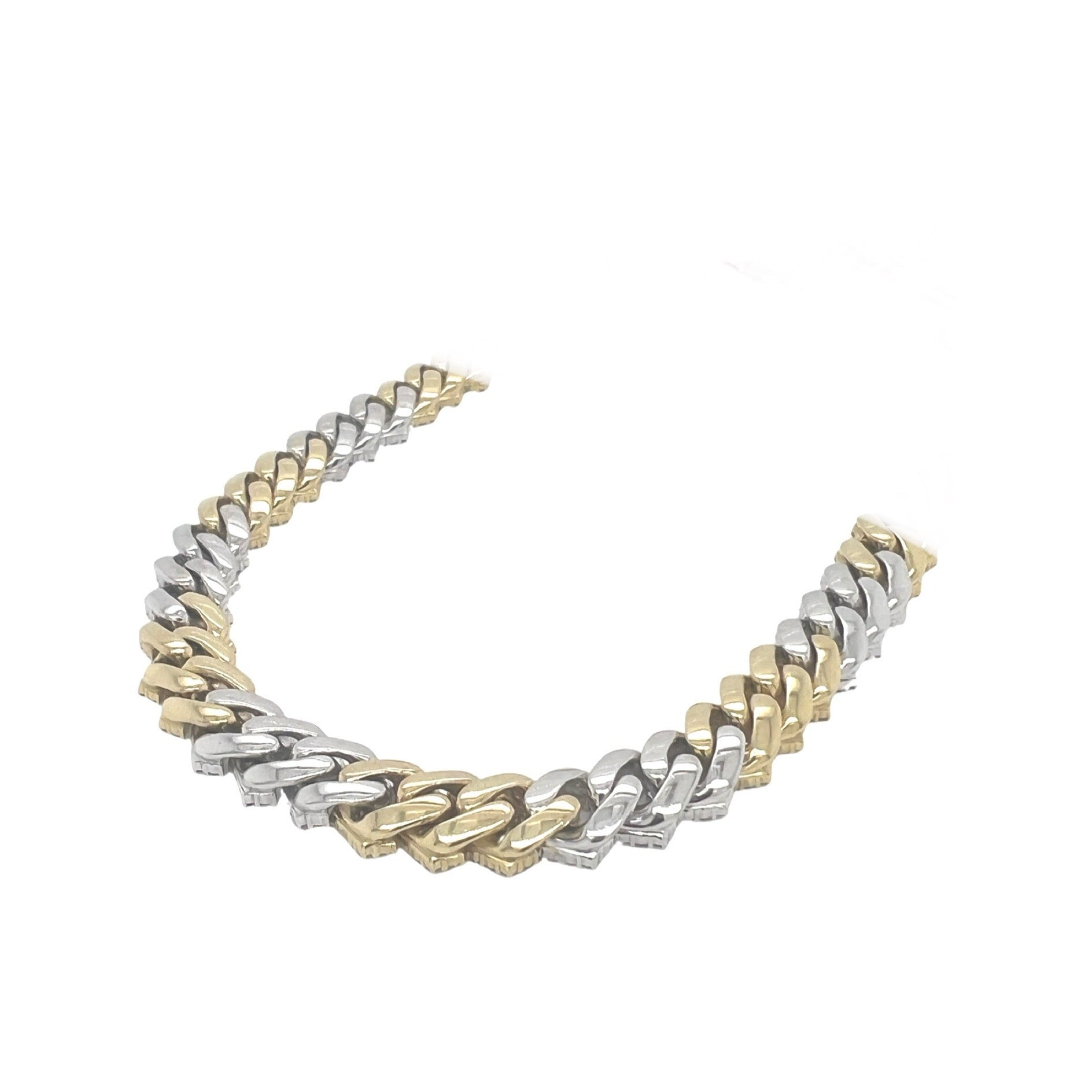 10K Two-Tone Gold 9MM Prong Set Miami Cuban Diamond Chain 18.25 CT - 22"